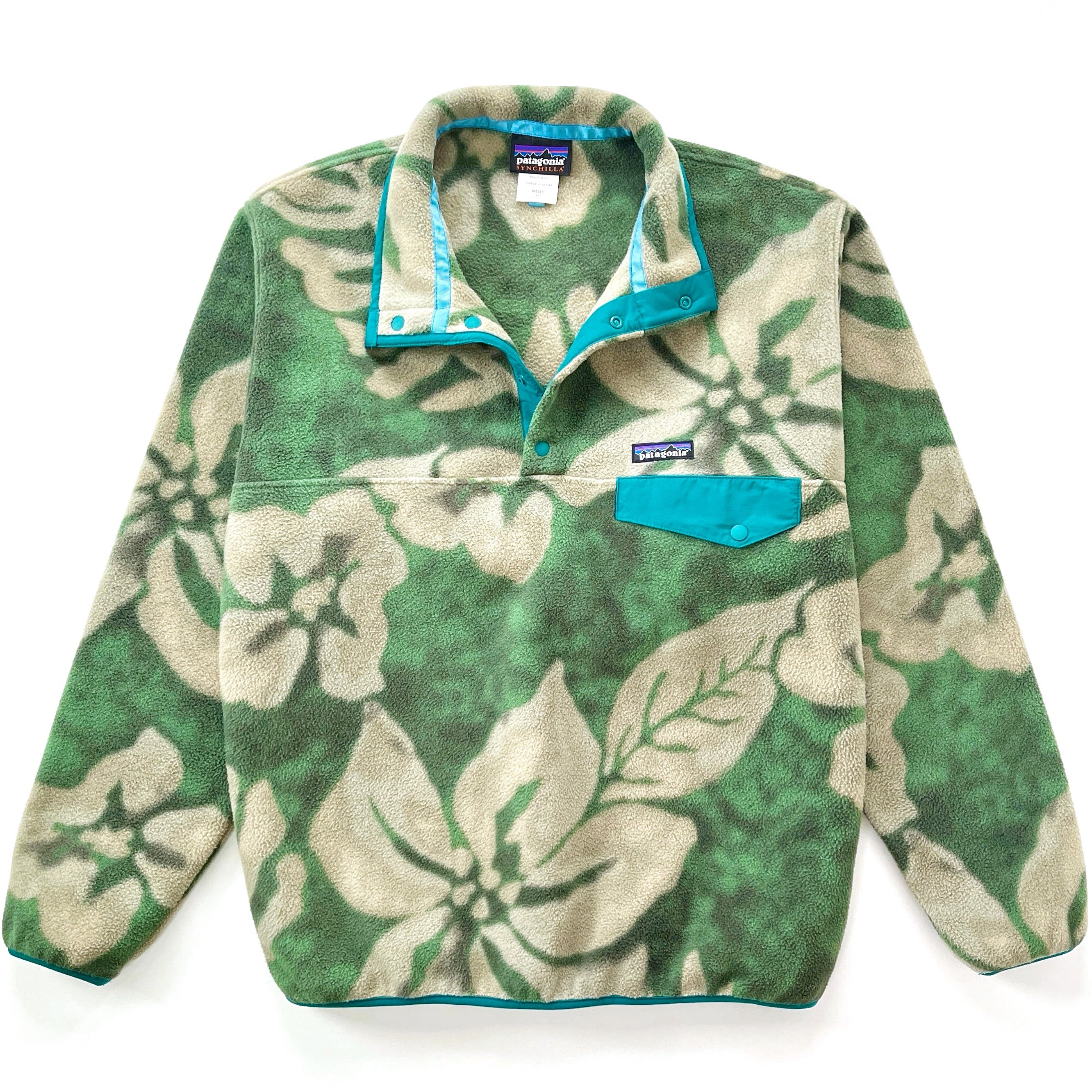2015 Patagonia Printed Synchilla Snap-T, Spice Garden: Camp Green (M/L)