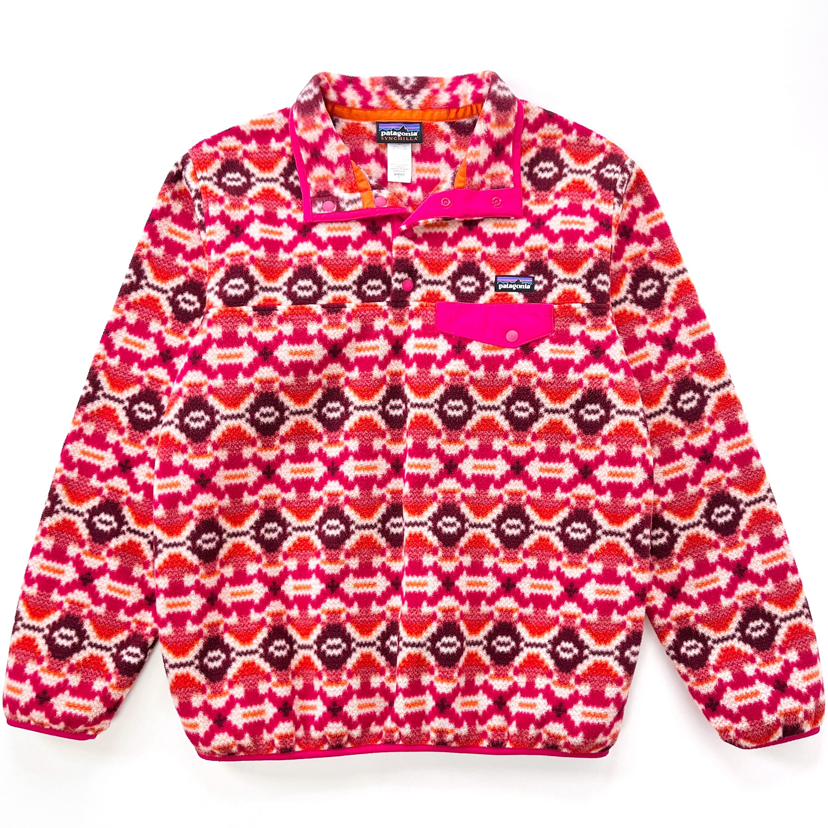 2013 Patagonia Womens Printed Synchilla Snap-T, Aberdeen: Jeweled Berry (L)