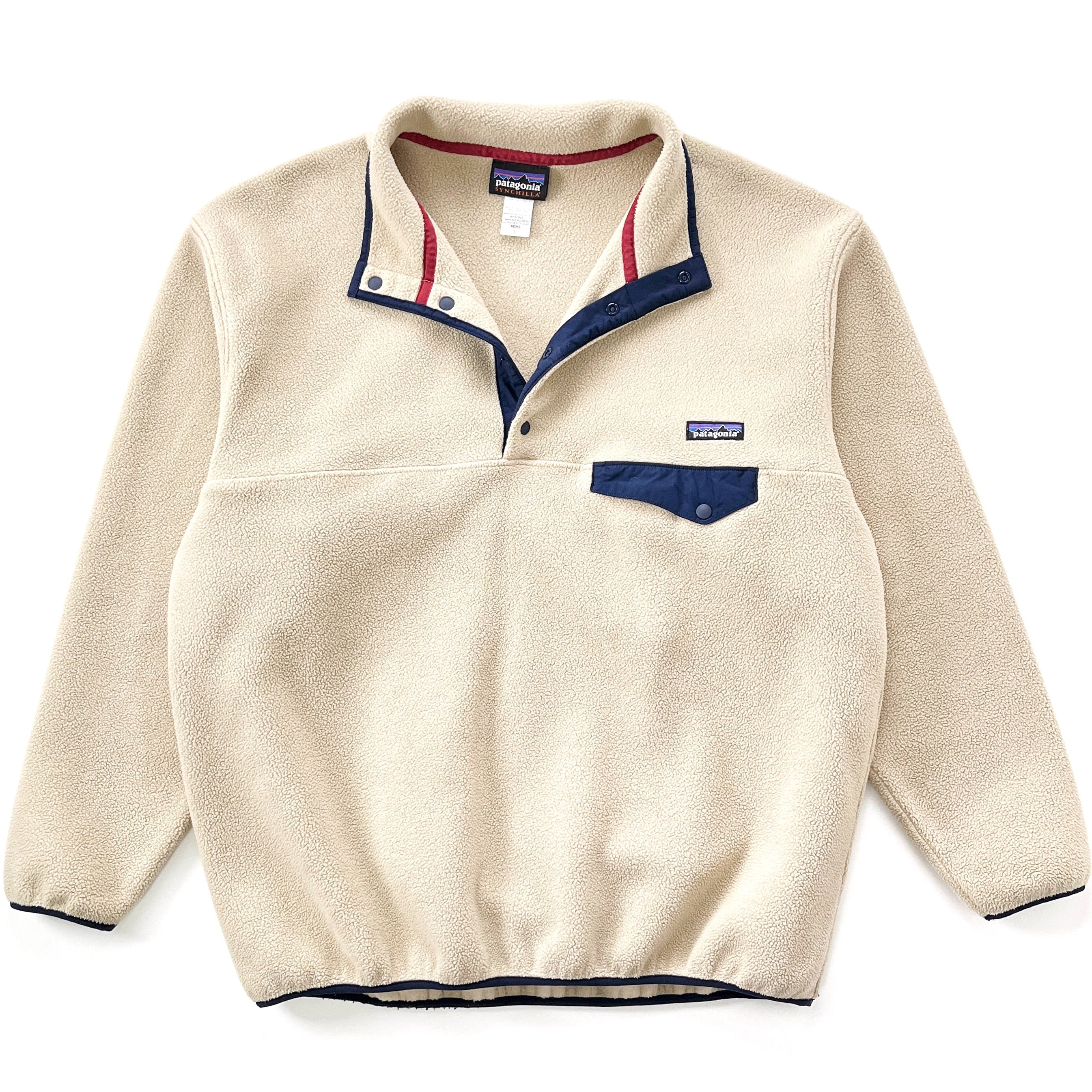 2014 Patagonia Synchilla Snap-T Fleece Pullover, Light Tan & Navy (L/XL)