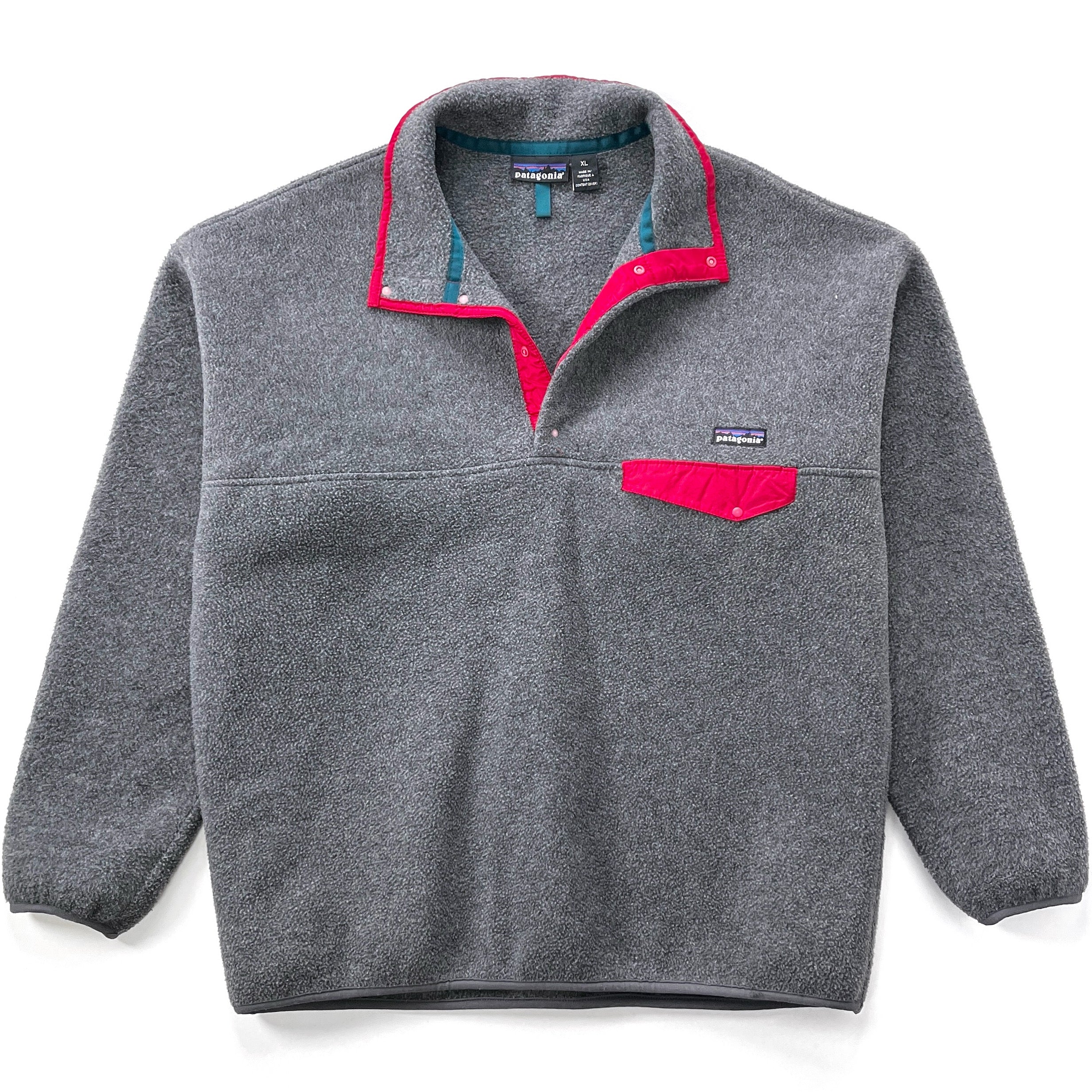 1993 Patagonia Made In The U.S.A. “No Snow” Synchilla Snap-T, Charcoal (XL)
