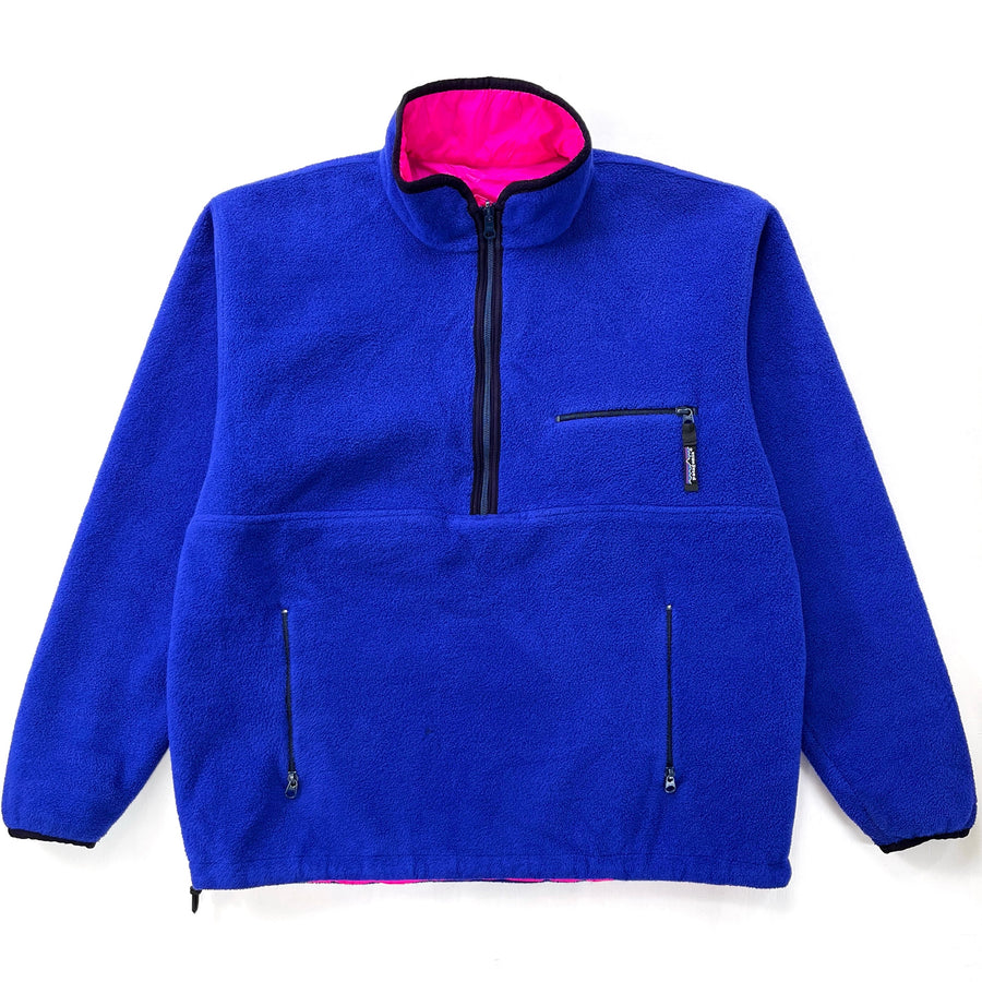 1990 Patagonia Reversible Glissade Pullover, Cobalt & Pink (L)