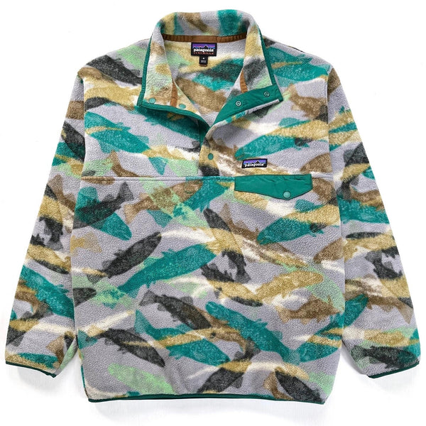2016 Patagonia Printed Synchilla Snap-T, Trout Tails: Green (M)