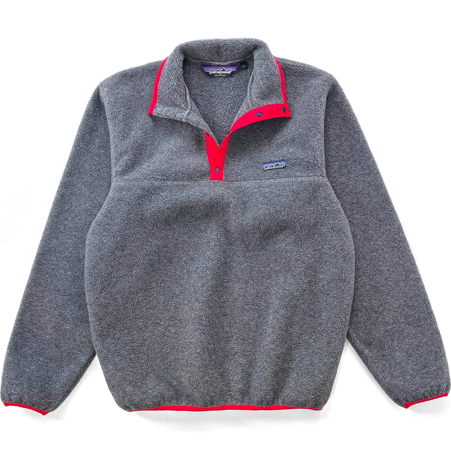 1985 Patagonia First Edition Synchilla Snap T-Neck, Charcoal Grey & Red (M)