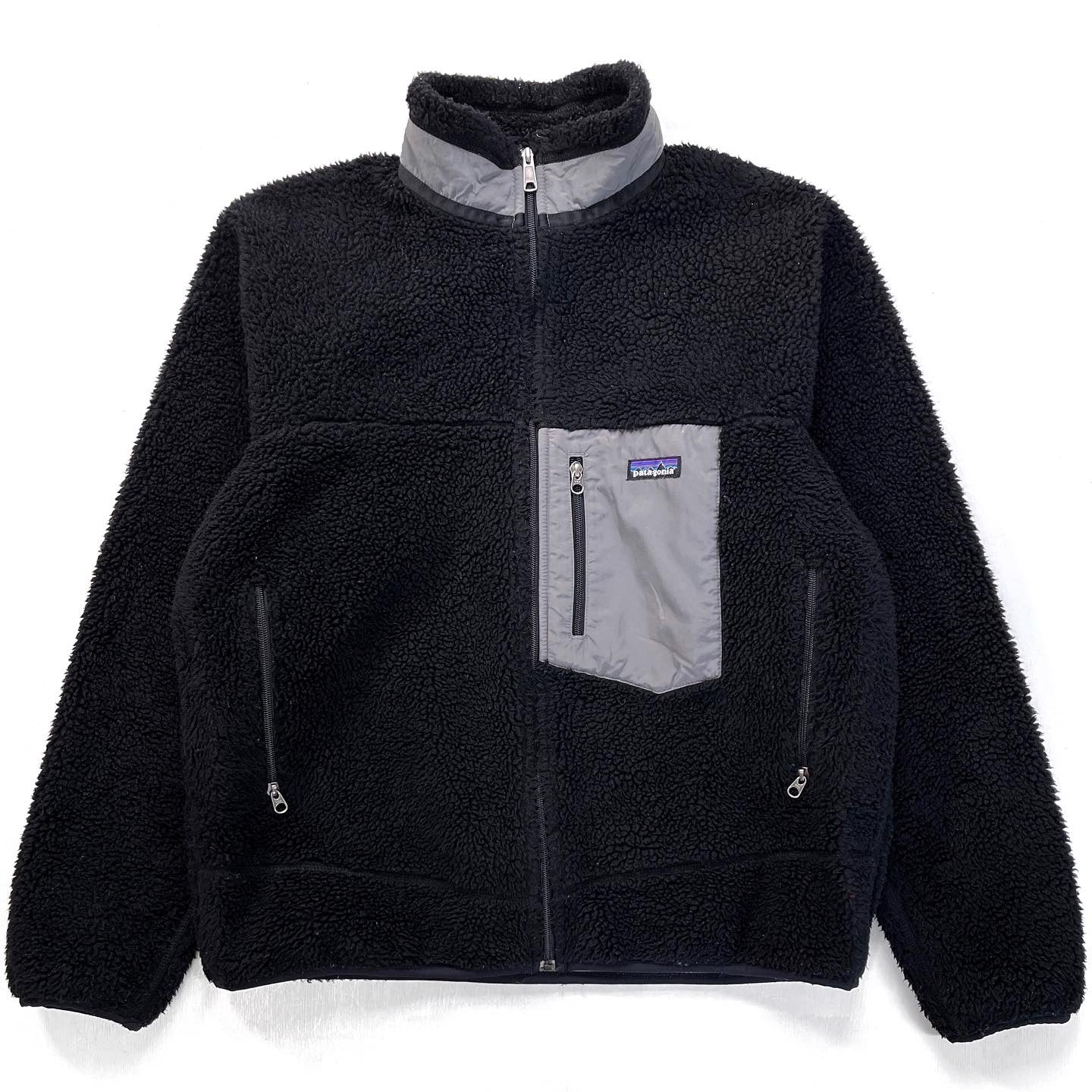 2010 Patagonia Mens Classic Retro-X Fleece Jacket, Black & Grey (L)