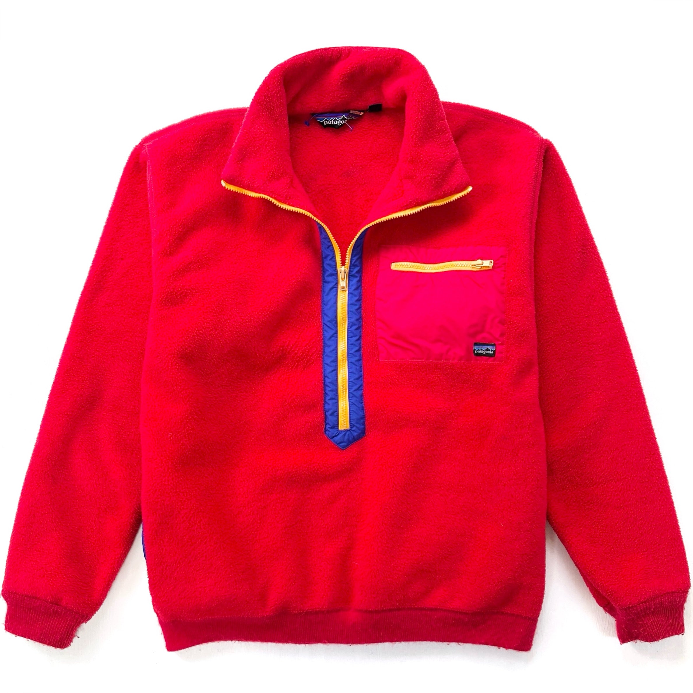 1988 Patagonia Synchilla Half Zip Fleece Sweater Red Cobalt M