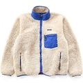 2004 Patagonia “Deep Pile” Classic Retro Cardigan, Natural & Cobalt (L)