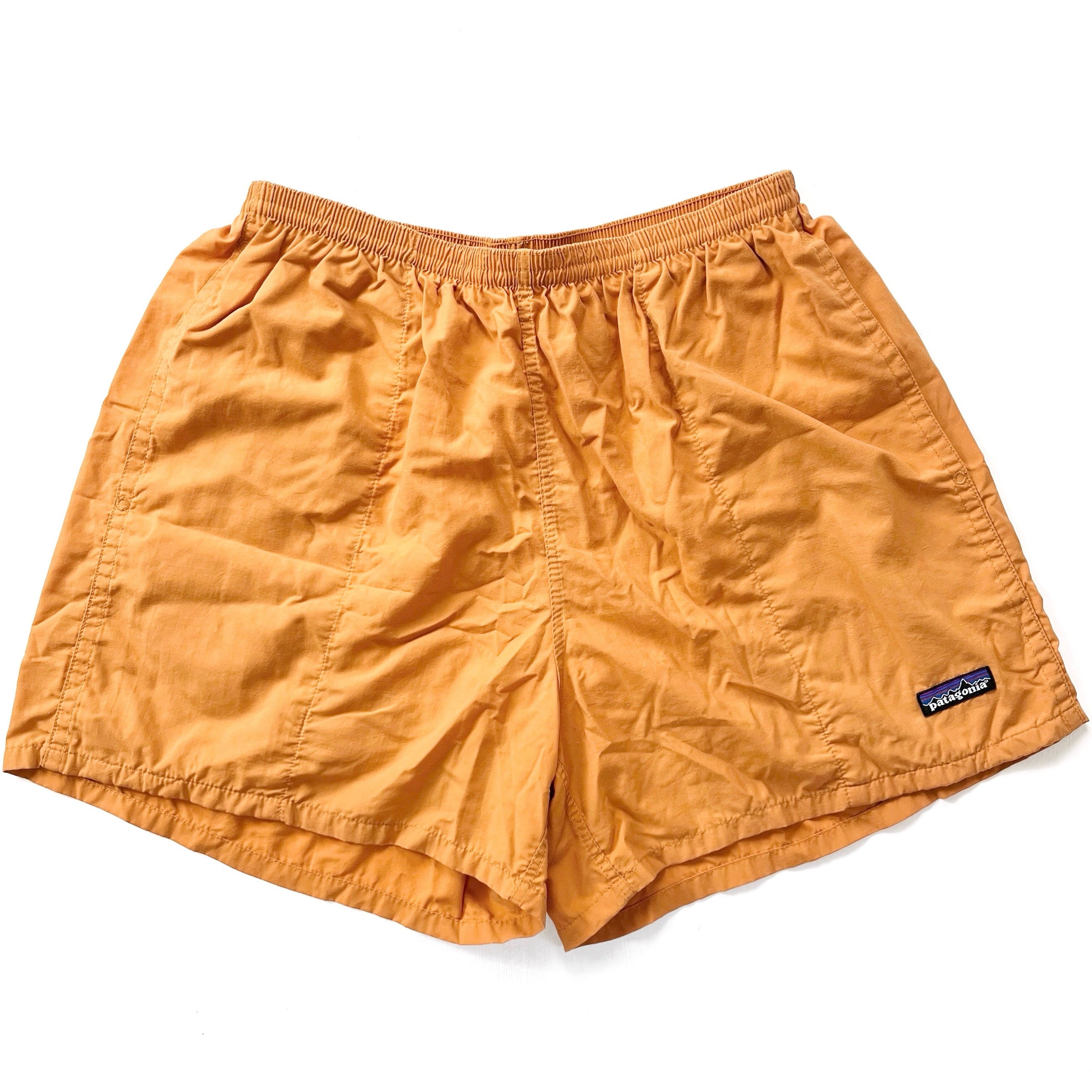 2005 Patagonia Mens 5” Nylon Baggies Shorts, Burnt Orange (L)