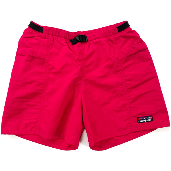 1993 Patagonia 4” Belted Nylon “Wave Logo” River Shorts, Red (M)