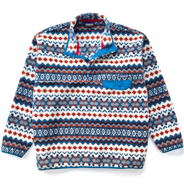 2015 Patagonia Printed Synchilla Snap-T Pullover, Cliff: Underwater Blue (L/XL)