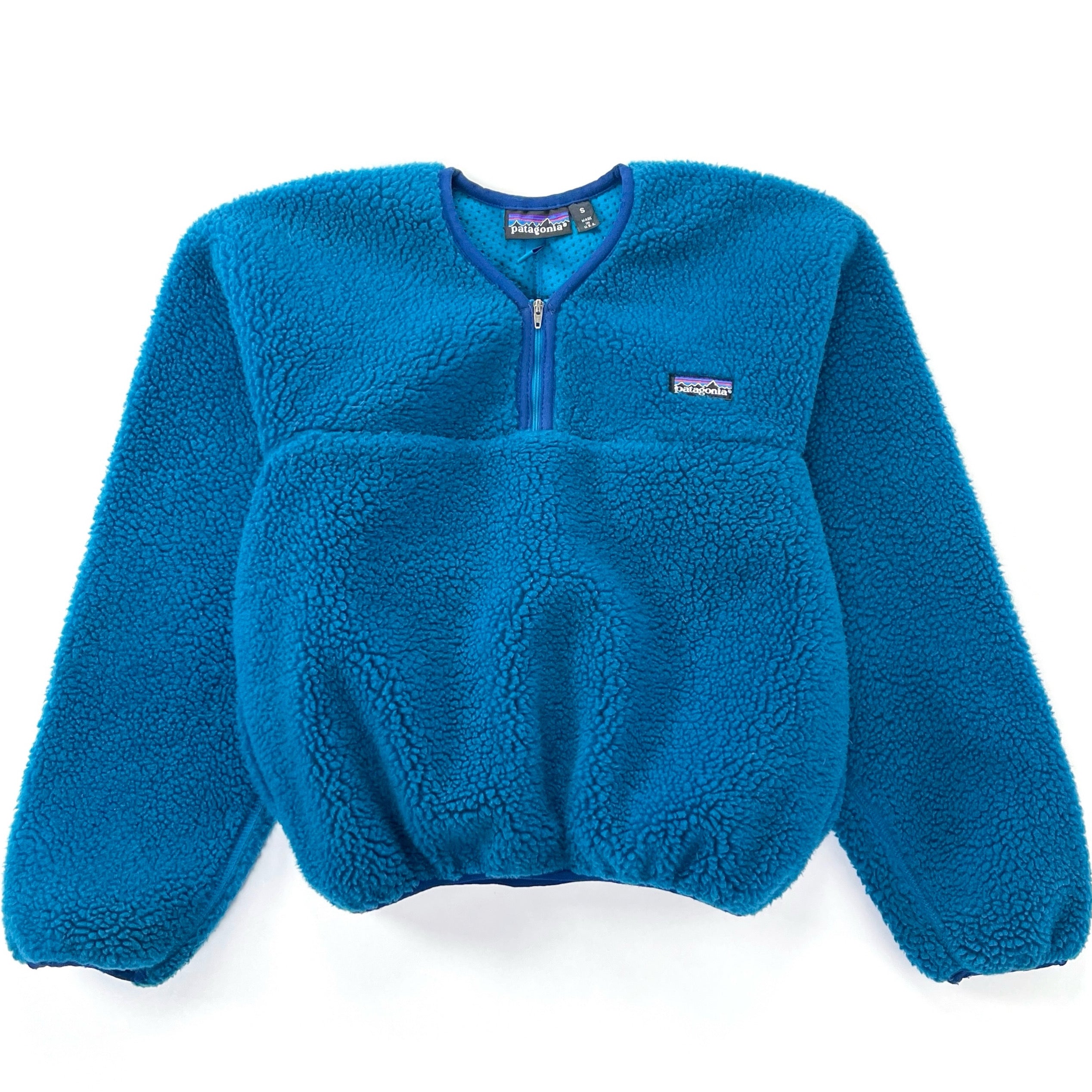 1992 Patagonia Made In The U.S.A. Cropped Retro Pile Pullover, Deep Water (S)