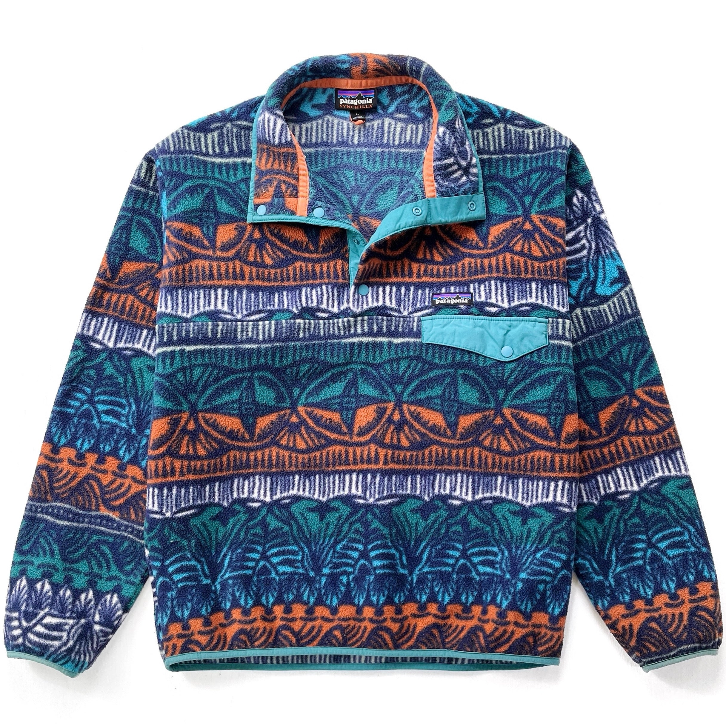 2019 Patagonia Printed Synchilla Snap-T, Tradewinds: Stone Blue (M)