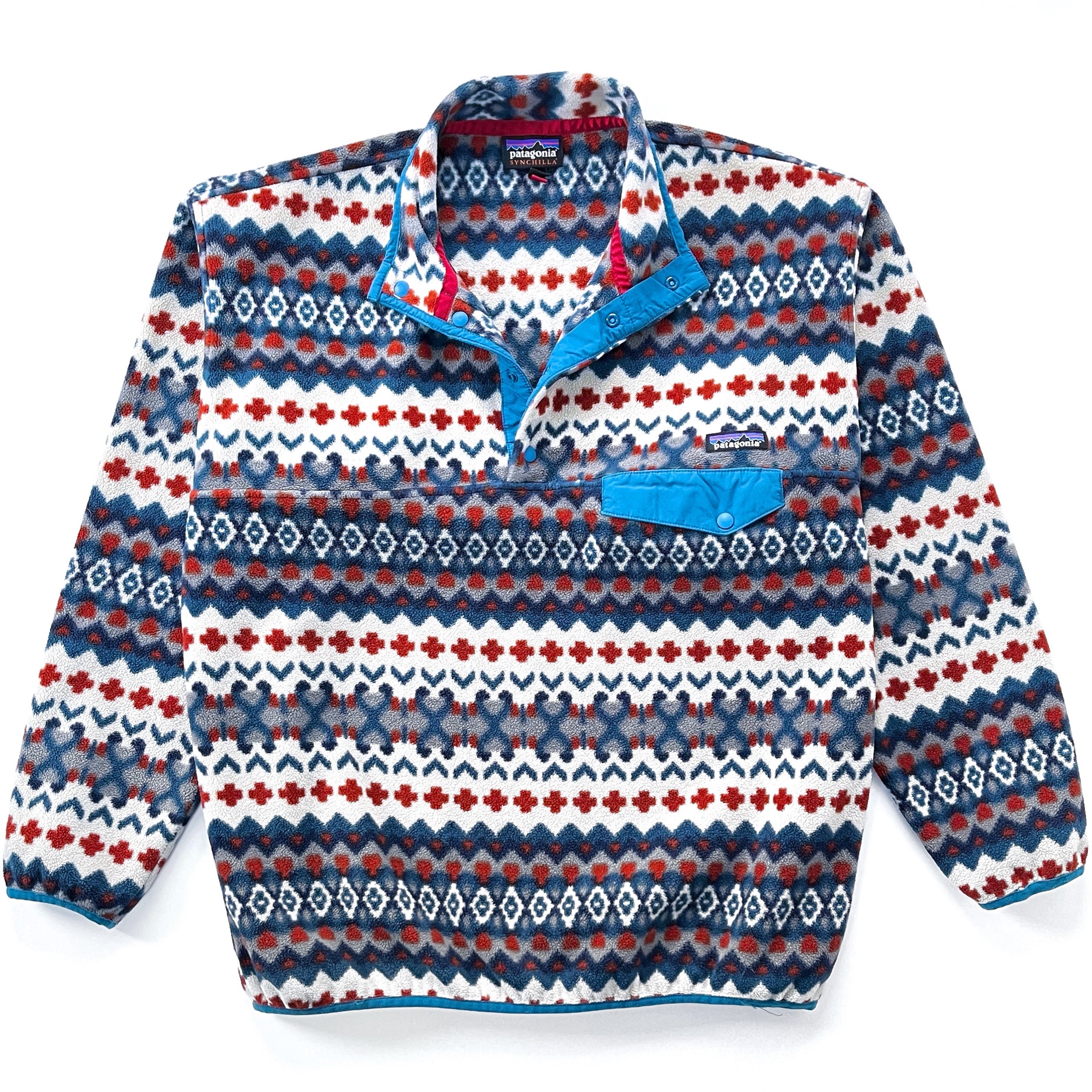 2015 Patagonia Printed Synchilla Snap-T Pullover, Cliff: Underwater Blue (L)