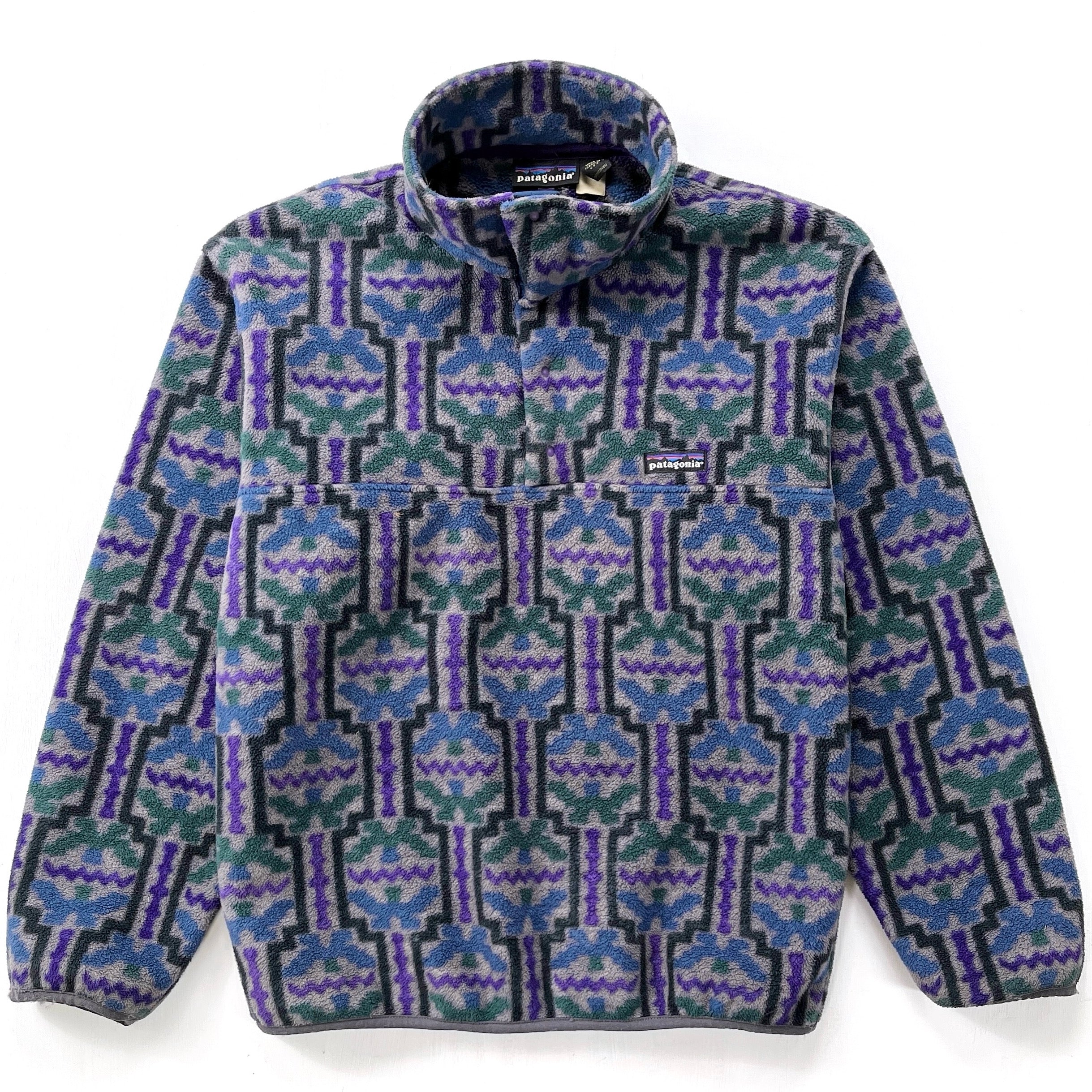 1993 Patagonia Printed Synchilla Snap-T, Tehuelche: Charcoal (S)