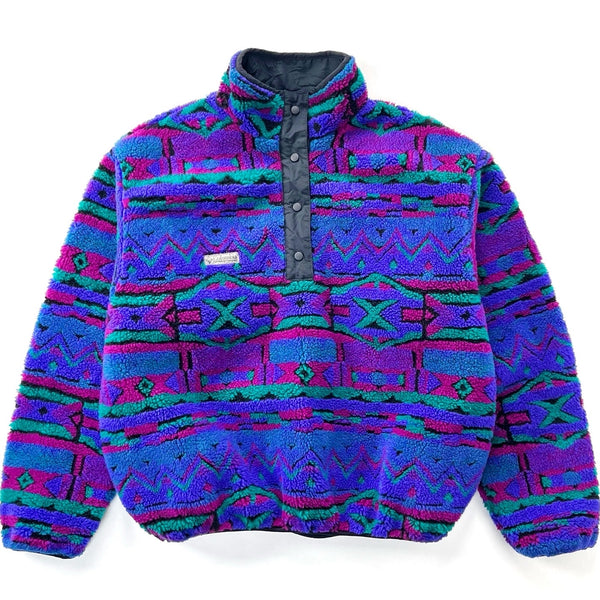 1980s Columbia Sportswear Womens Made In The U.S.A. Printed Deep Pile Pullover (L)