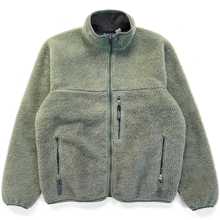 1999 Patagonia Retro Pile Cardigan, Eucalyptus & Dark Ash (L)