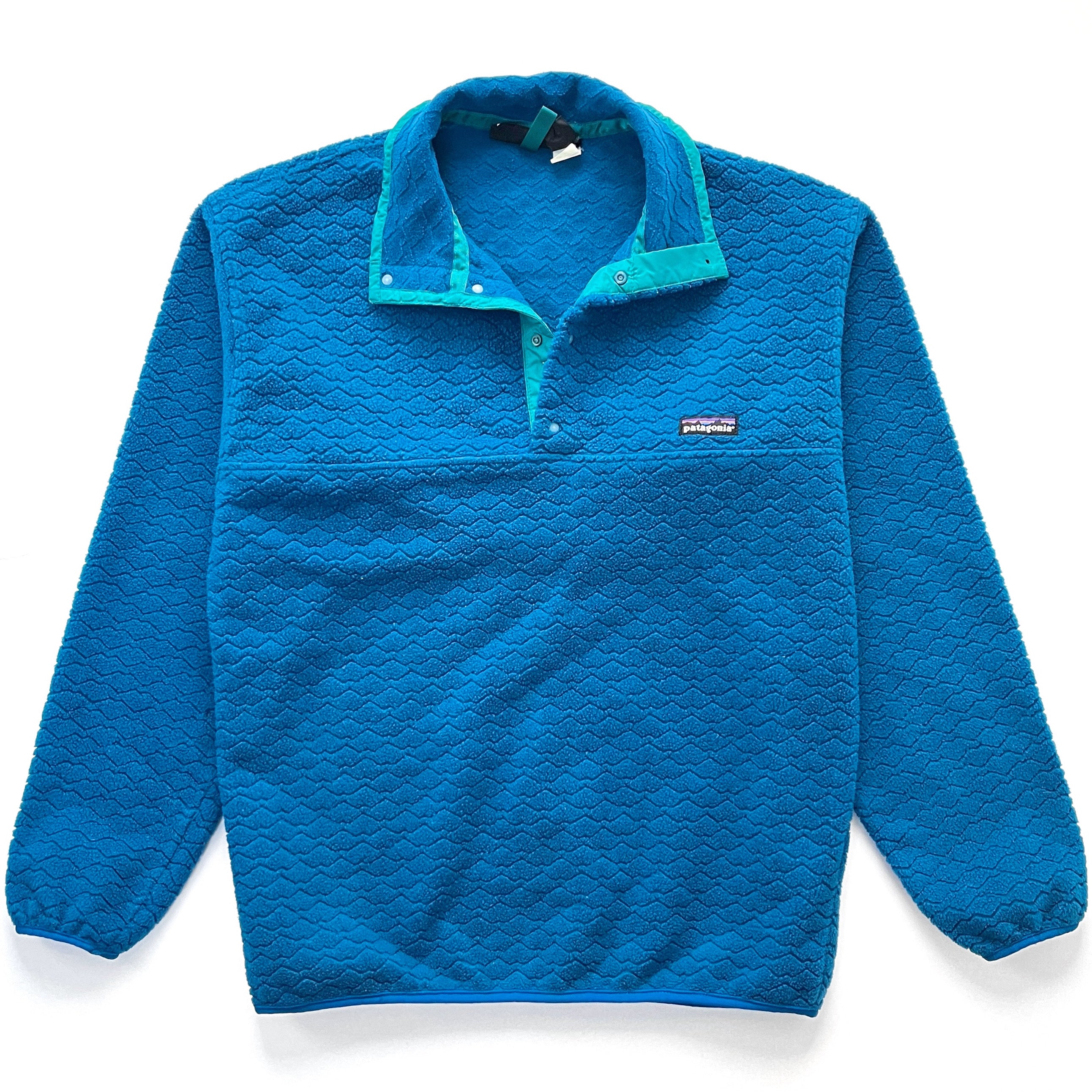1991 Patagonia Made In The U.S.A. Textured Synchilla Snap-T, Sapphire (M)