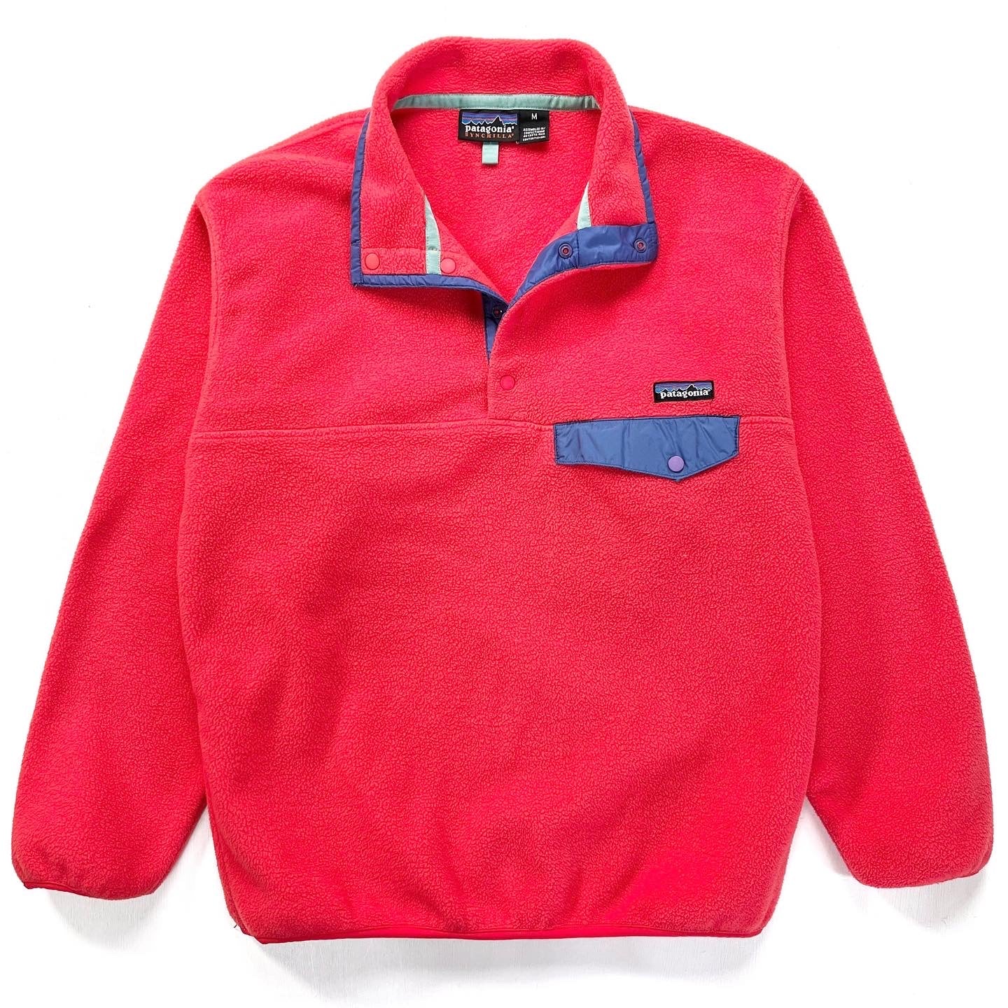 1998 Patagonia Synchilla Snap-T Pullover, Flame & True Blue (M)