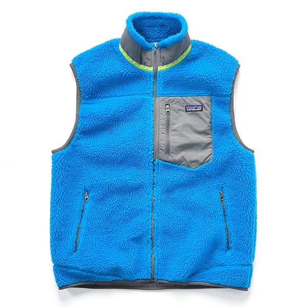 2011 Patagonia Classic Retro-X Fleece Vest, Electric Blue & Neon Green (L)