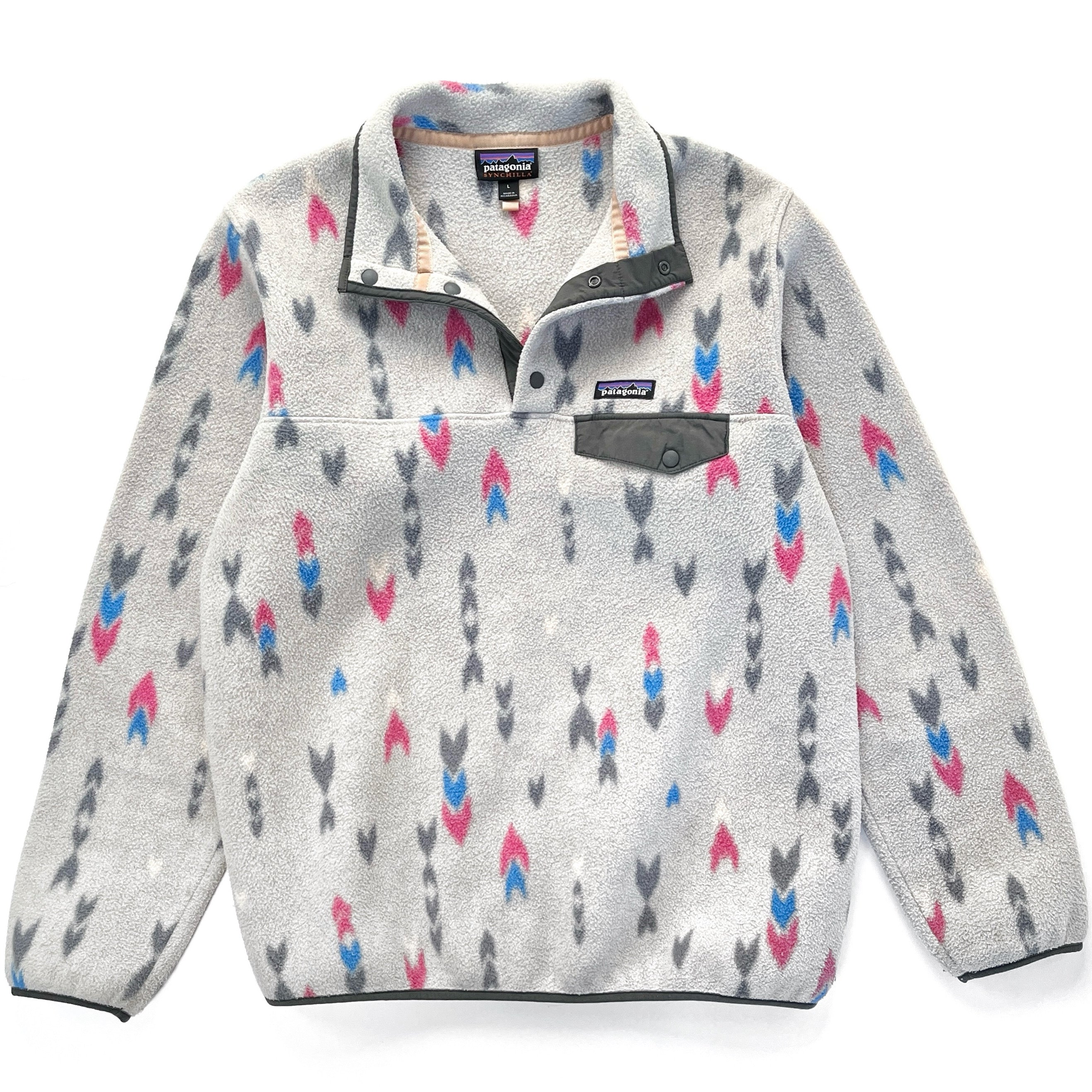 2023 Patagonia Womens Printed Synchilla Snap-T Pullover, Wish Tails: Craft Pink (L)