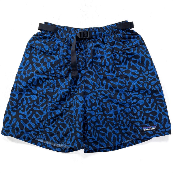 1999 Patagonia Mens 5” Printed Nylon River Shorts, Coral Print (S)