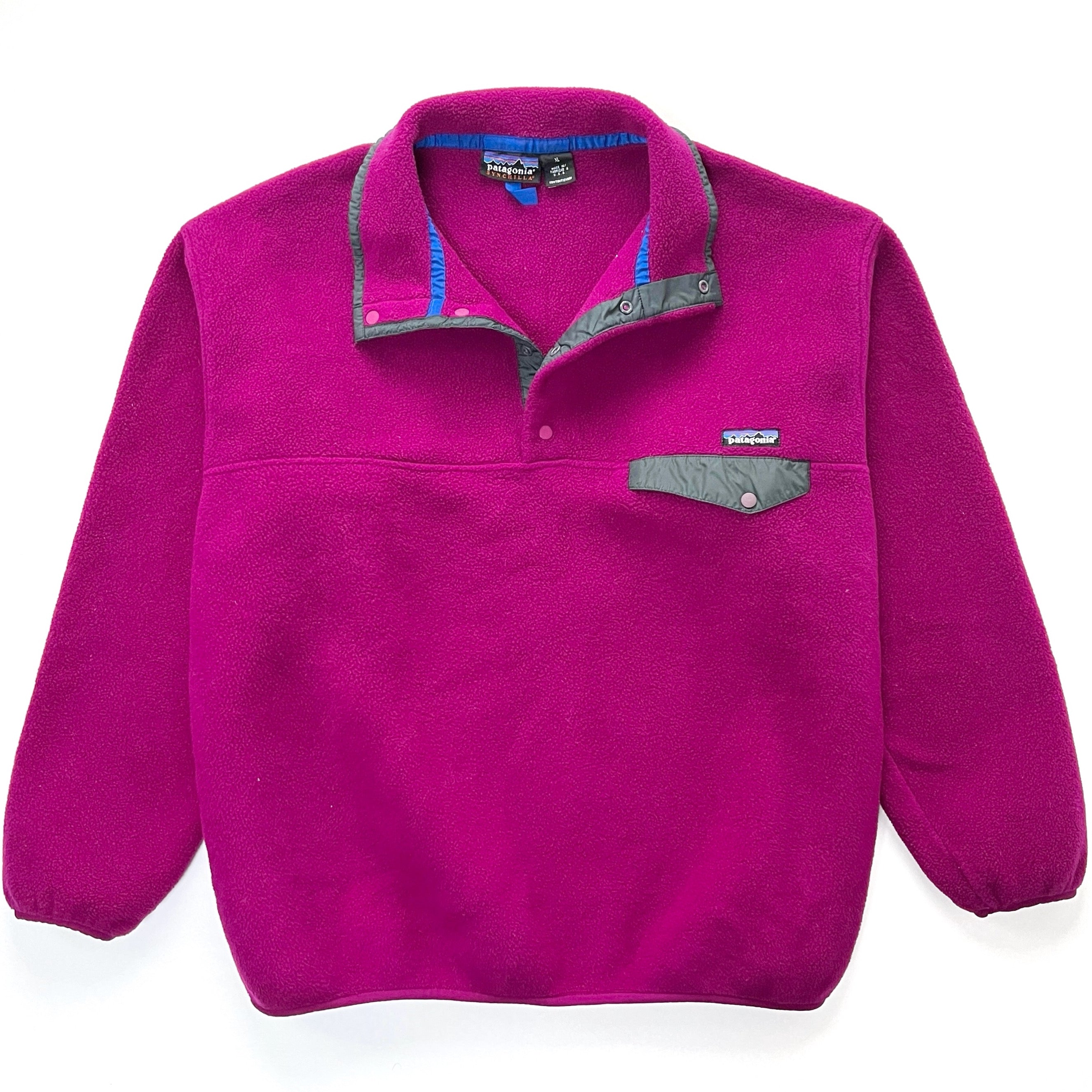 1999 Patagonia Made In The U.S.A. Synchilla Snap-T Pullover, Raspberry (XL)