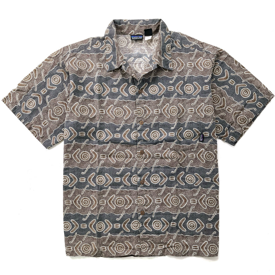 1999 Patagonia Mens A/C Cotton Print Shirt, Boomerang: Vintage Khaki (M/L)