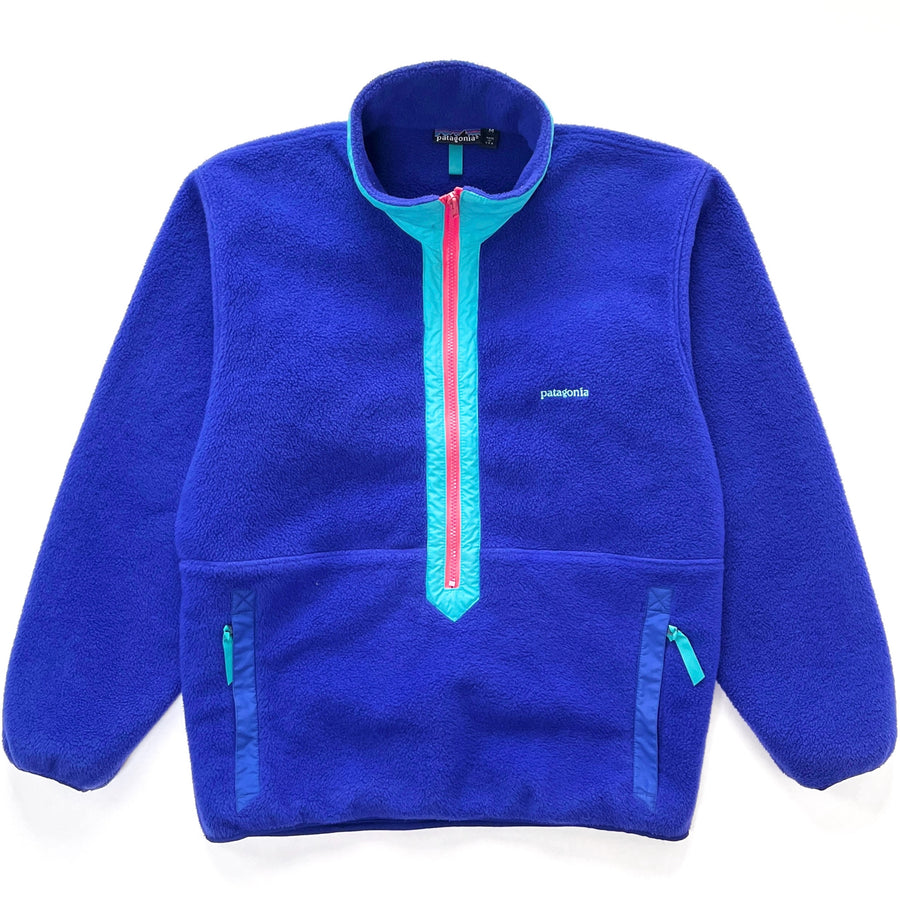 1989 Patagonia Made In The U.S.A. Half-Zip Synchilla Fleece Sweater, Cobalt (M)
