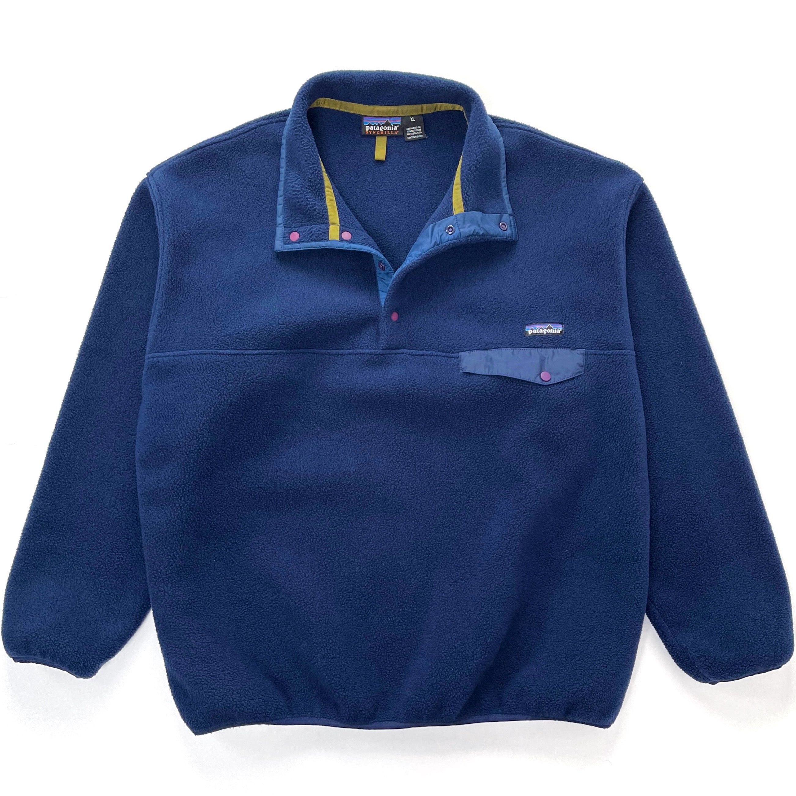 1998 Patagonia Heavyweight Synchilla Snap-T Fleece Pullover, Ink Blue (XL)