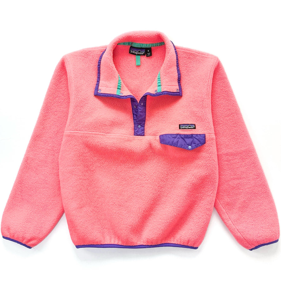 1990 Patagonia Made In The U.S.A. Synchilla Snap-T, Neon Orange/Pink (S)