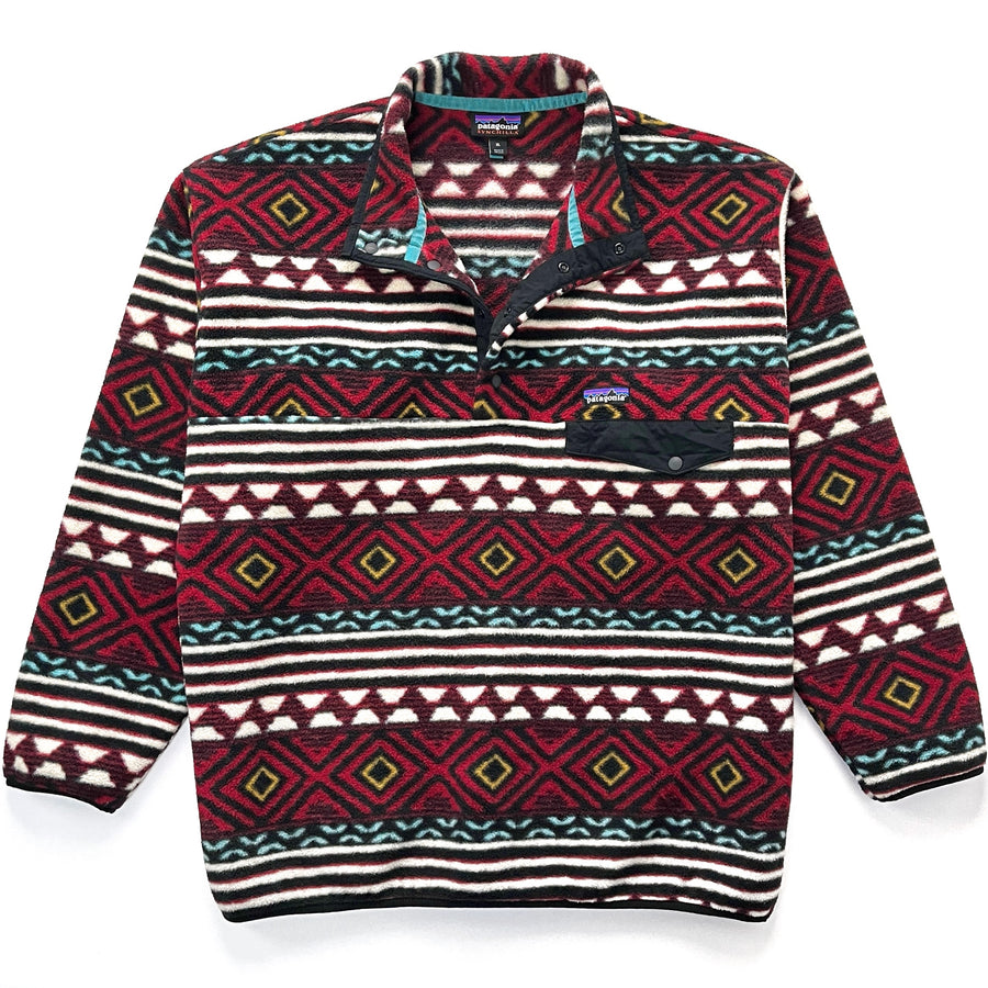 2016 Patagonia Printed Synchilla Snap-T Pullover, Saltillo: Cinder Red (XL)