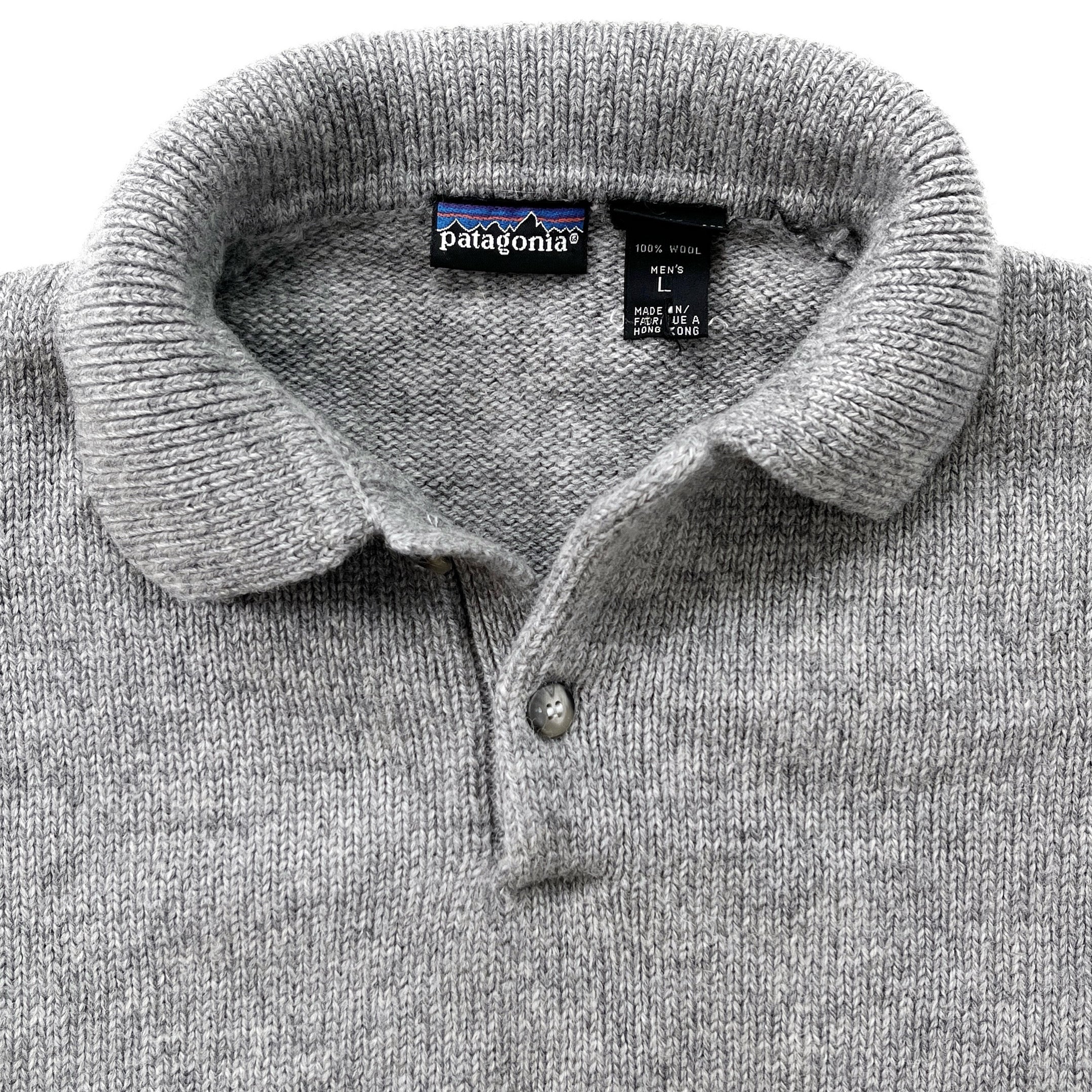 1988 Patagonia Heavyweight Collared Wool Sweater, Grey (L)