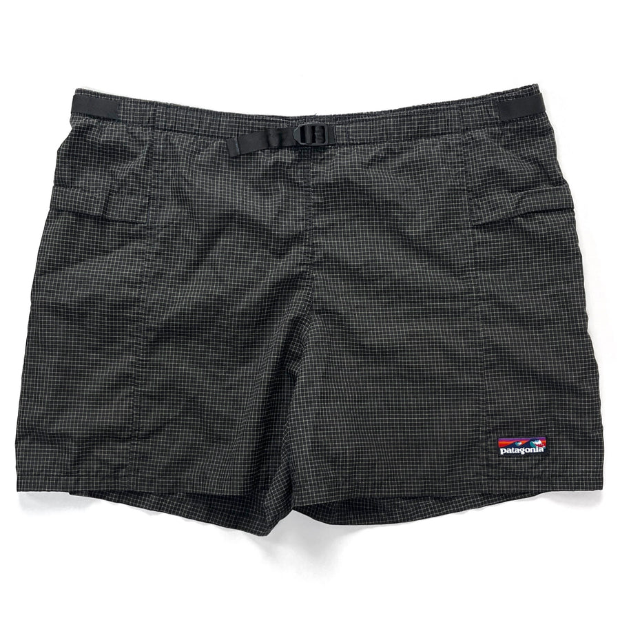 1995 Patagonia 5” Wave Logo Ripstop Nylon River Shorts, Gridstop: Black (XL)