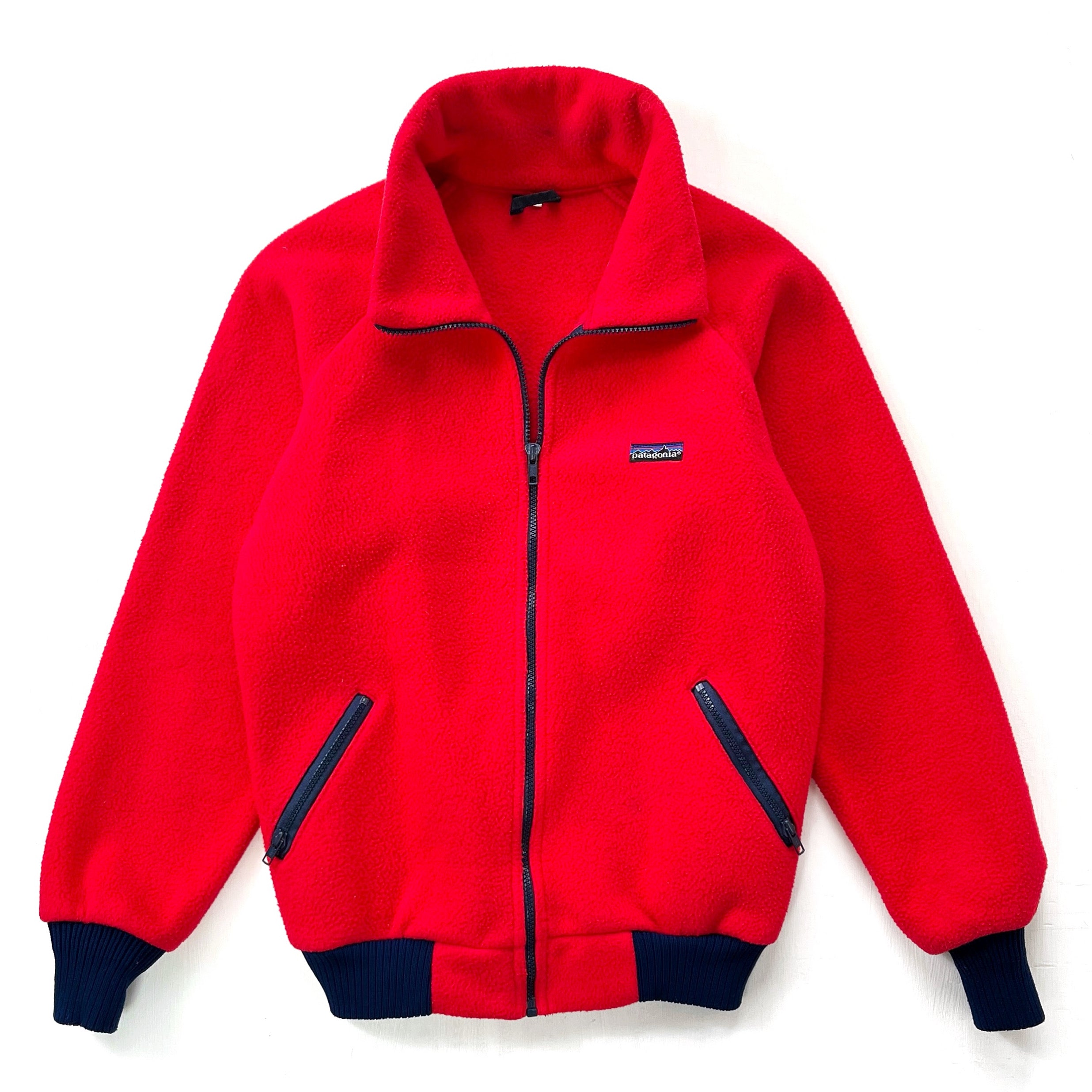 1983 Patagonia Bunting Full-Zip Fleece Jacket, Red & Navy (S/M)