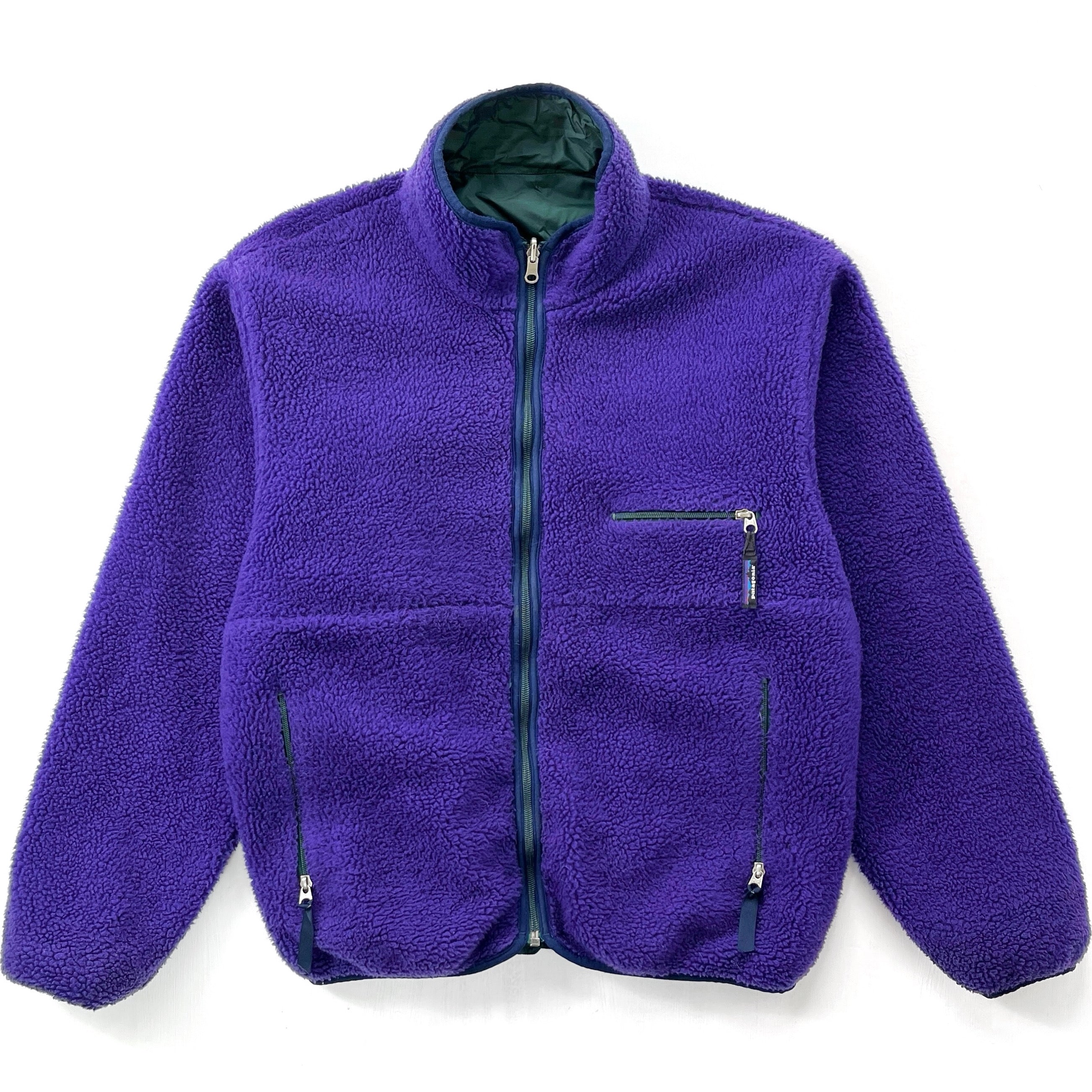 1993 Patagonia Reversible Pile Glissade Cardigan, Eggplant (L)