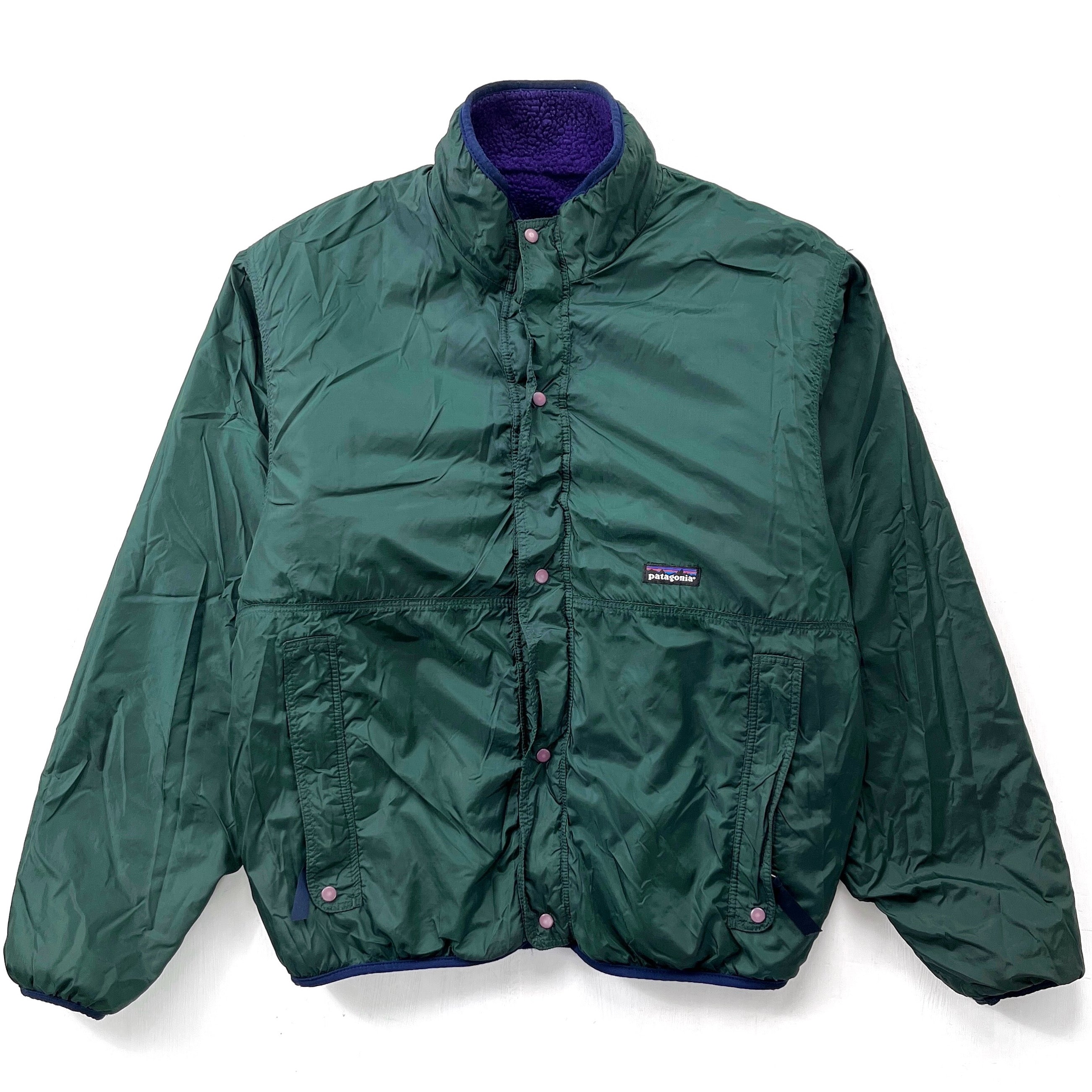 1993 Patagonia Reversible Pile Glissade Cardigan, Eggplant (L)