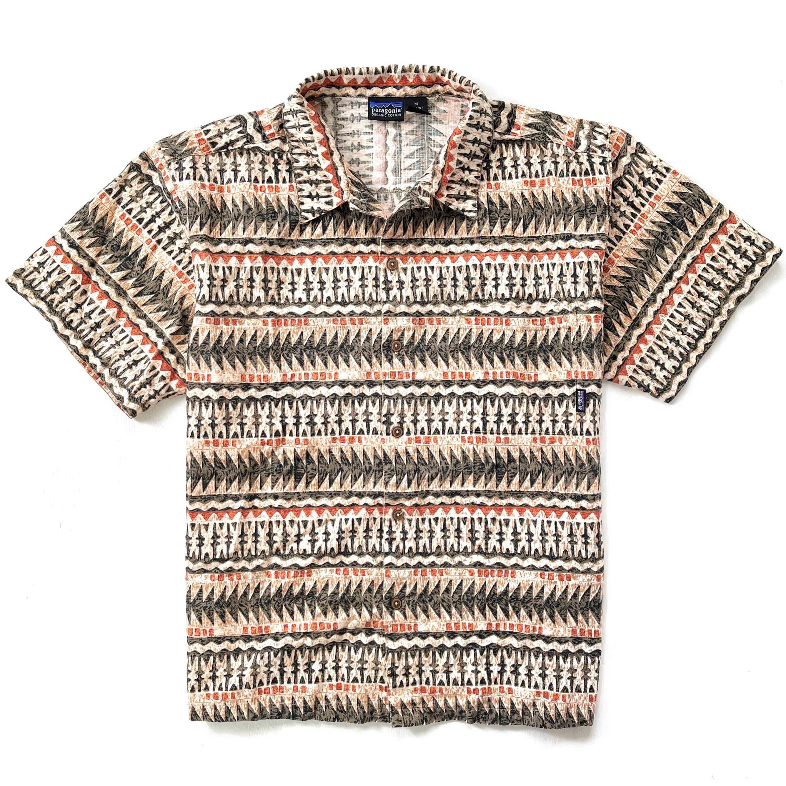 1997 Patagonia A/C Cotton Print Shirt, Tapa: Spiced Orange (M)