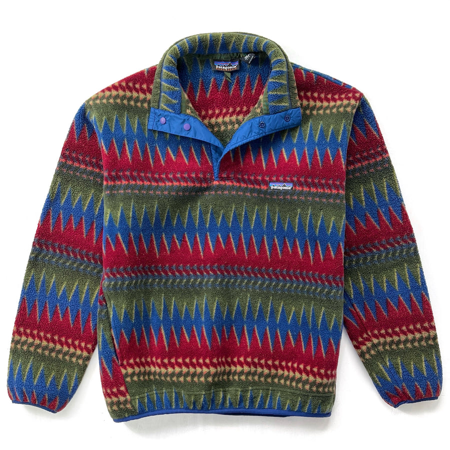 1996 Patagonia Printed Synchilla Snap-T, Minnehaha: Carmine (M)