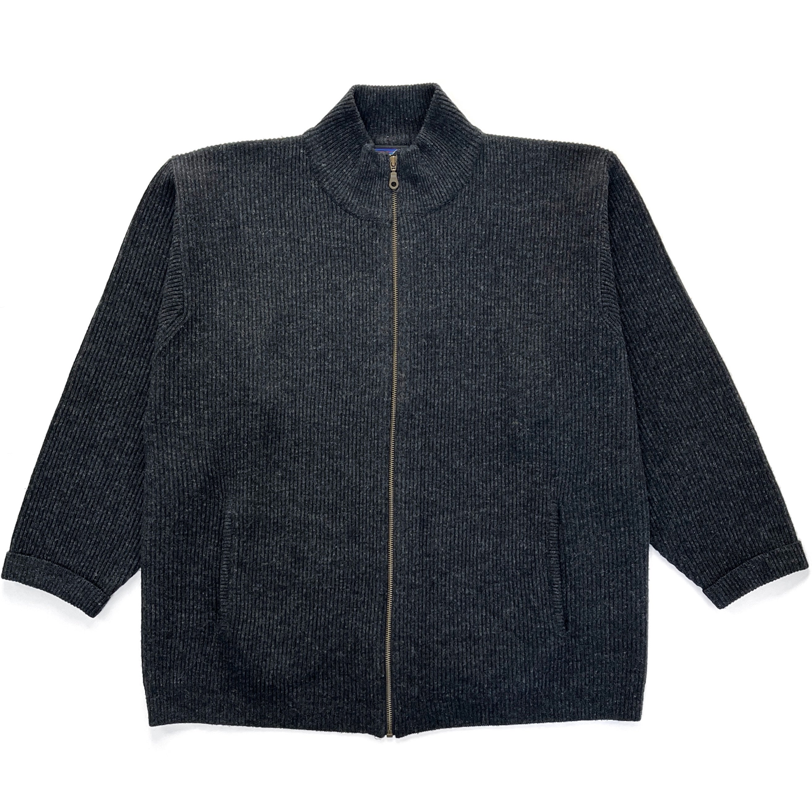 1995 Patagonia Lambswool Full-Zip Cardigan, Charcoal Heather (L/XL