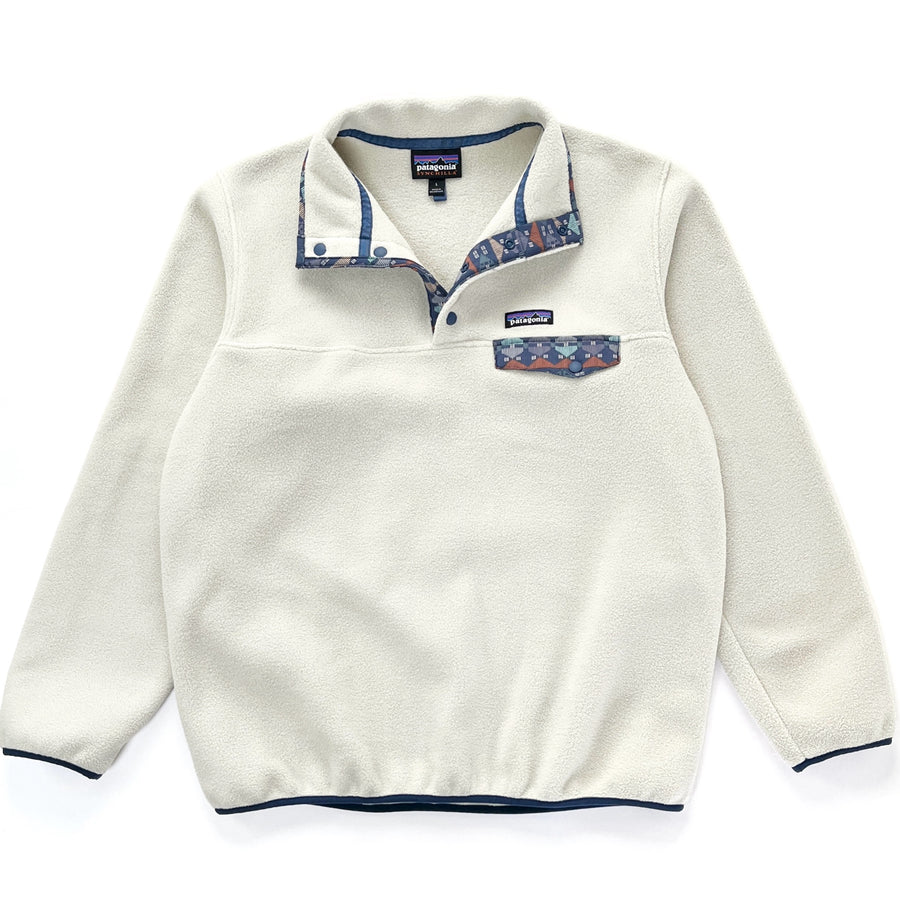 2018 Patagonia Womens Synchilla Snap-T, Pelican & Stone Blue (L)