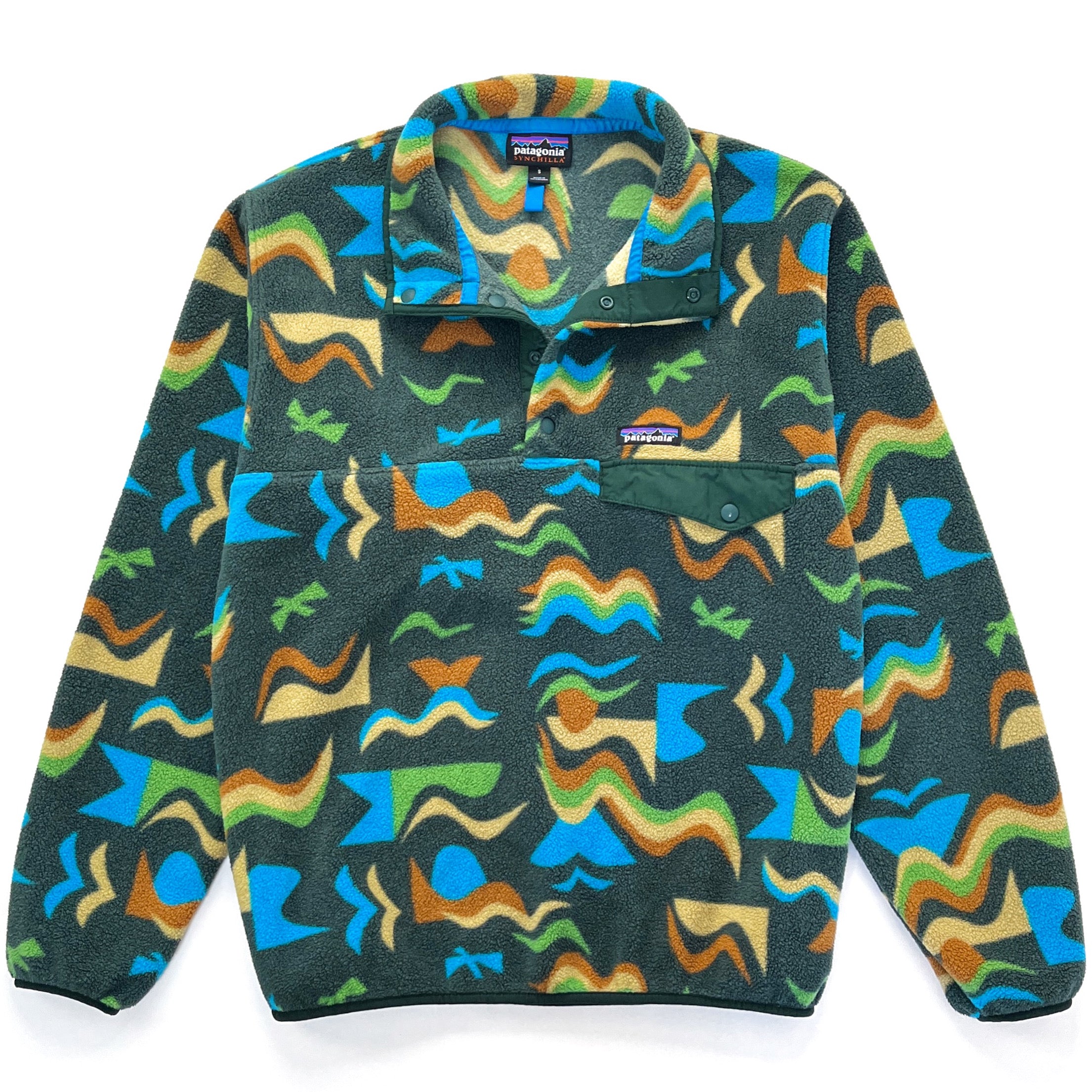 2021 Patagonia Printed Synchilla Snap-T, Arctic Collage: Northern Green (S)