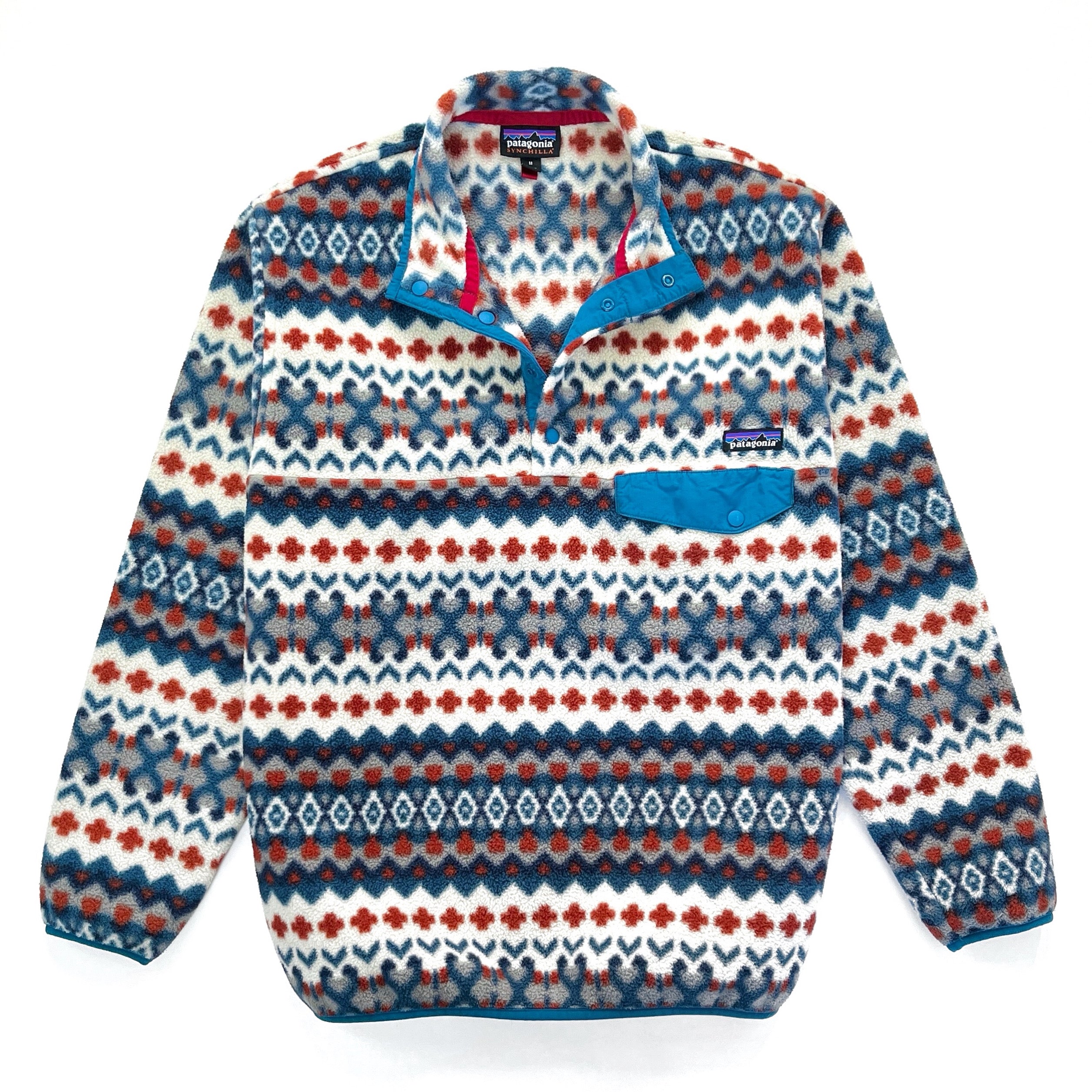 2015 Patagonia Printed Synchilla Snap-T Pullover, Cliff: Underwater Blue (M)