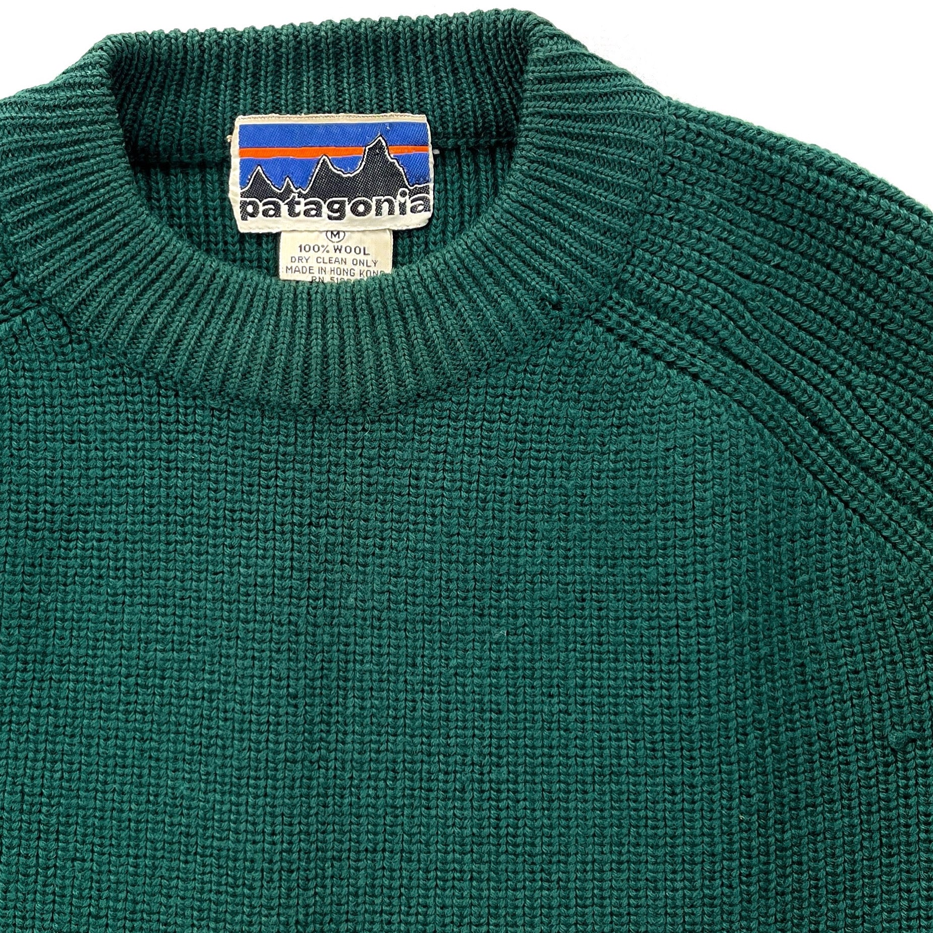 1970s Patagonia Wool Chamonix Guide Sweater, Forest Green (M)