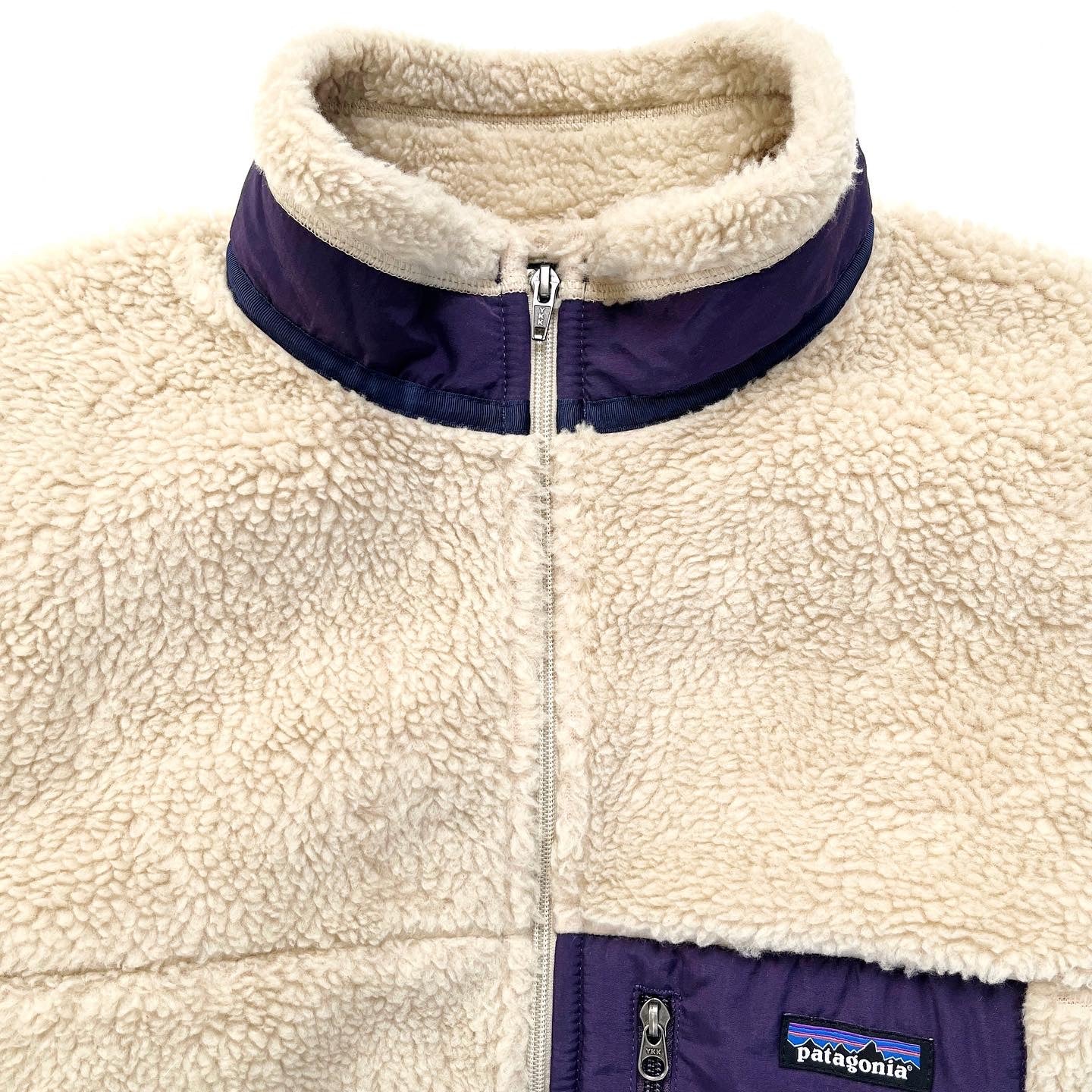 2014 Patagonia Classic Retro-X Fleece Jacket, Natural & Purple (XL)