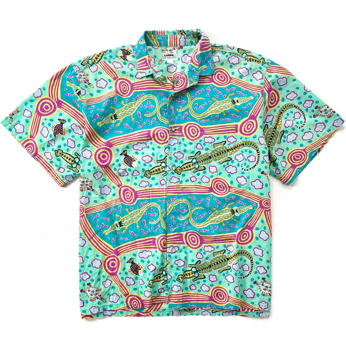 1990 Patagonia Air Conditioned Cotton Shirt, Crocodile Print (XL 