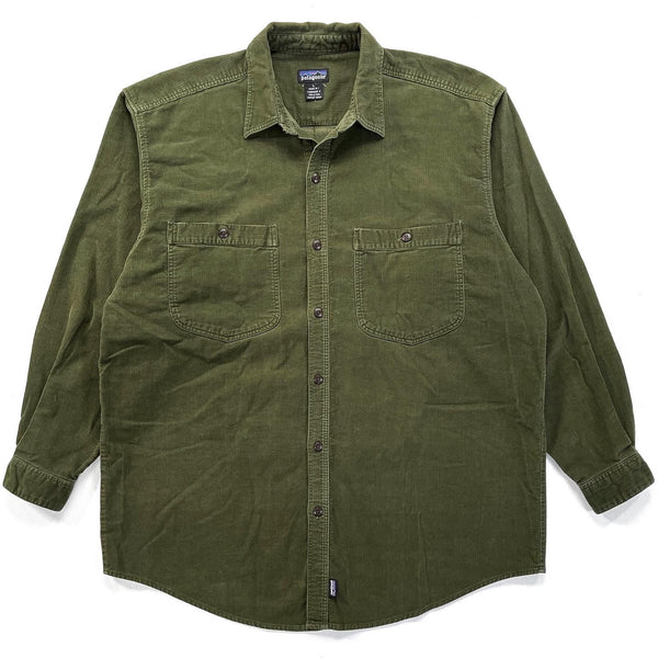 1995 Patagonia Made In The U.S.A. Corduroy Shirt, Dark Olive (L/XL)
