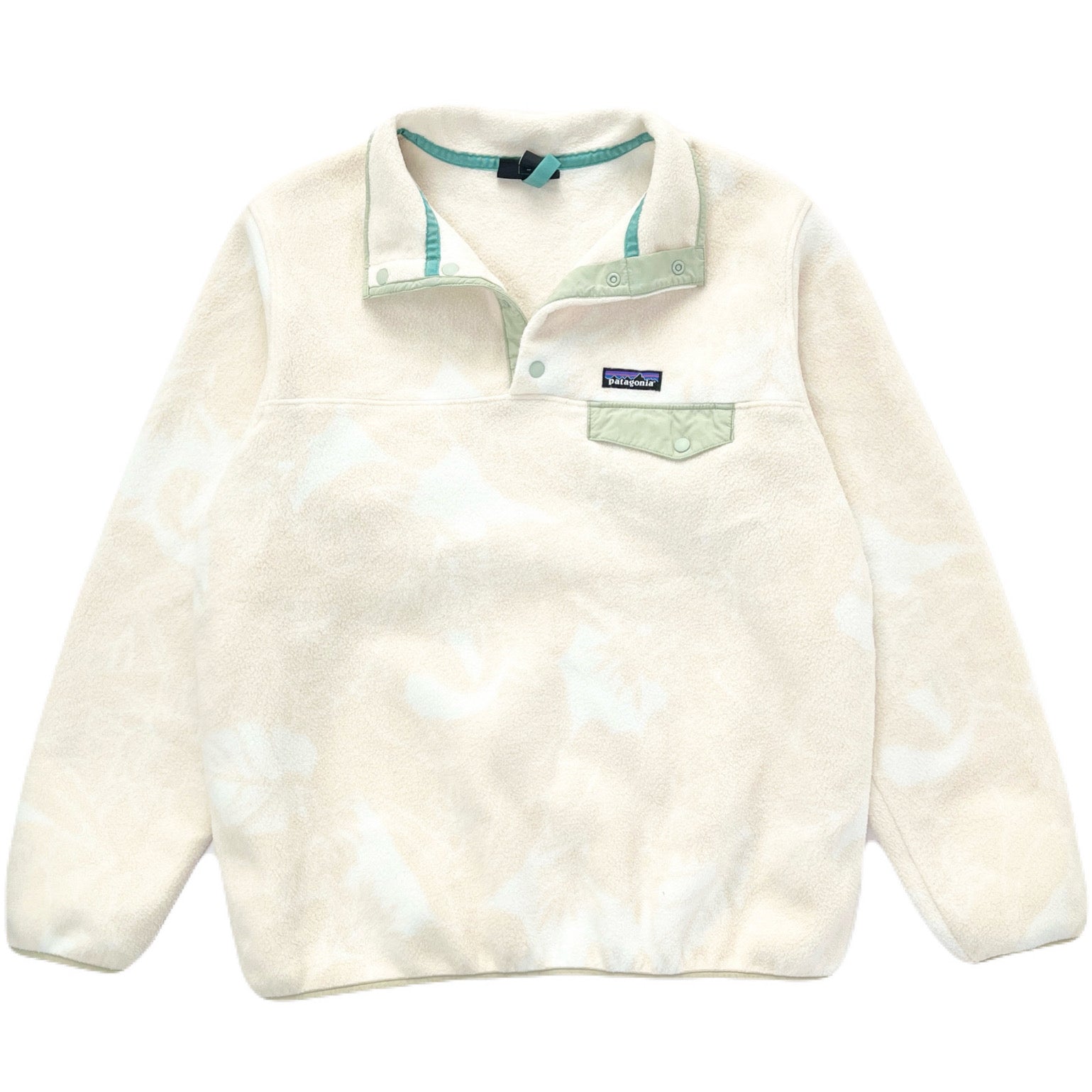 2018 Patagonia Womens Printed Synchilla Snap-T, Palm Leaf: Light Tan (XL)