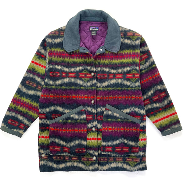 1994 Patagonia Womens Printed Quilted Synchilla Jacket, Sacajawea (XS/S)