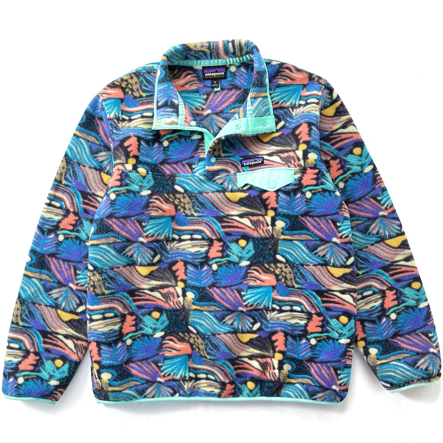 2023 Patagonia Womens Printed Synchilla Snap-T, Joy: Blue (XL)