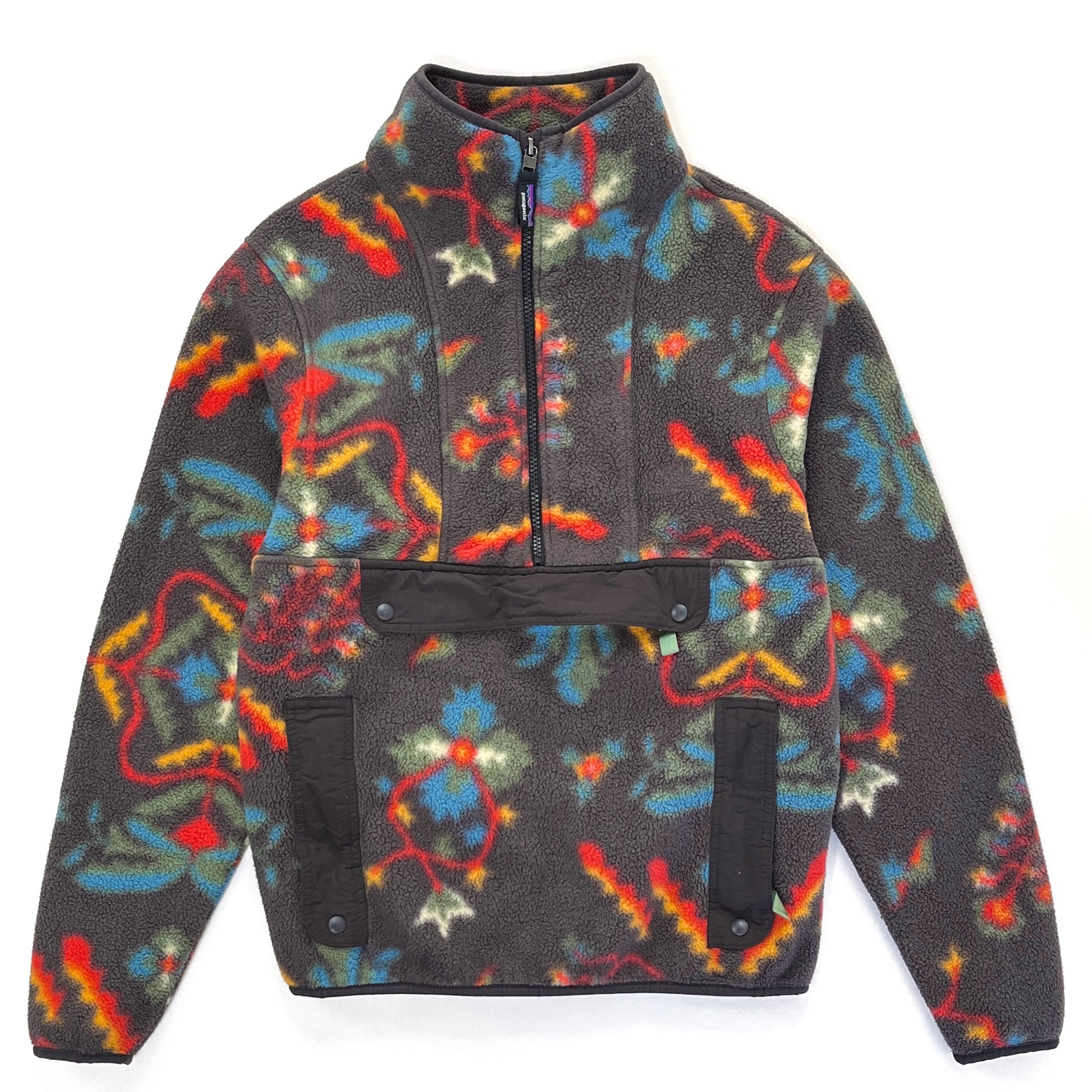 Patagonia Printed Synchilla Anorak, Forest Floor: Ink Black (S