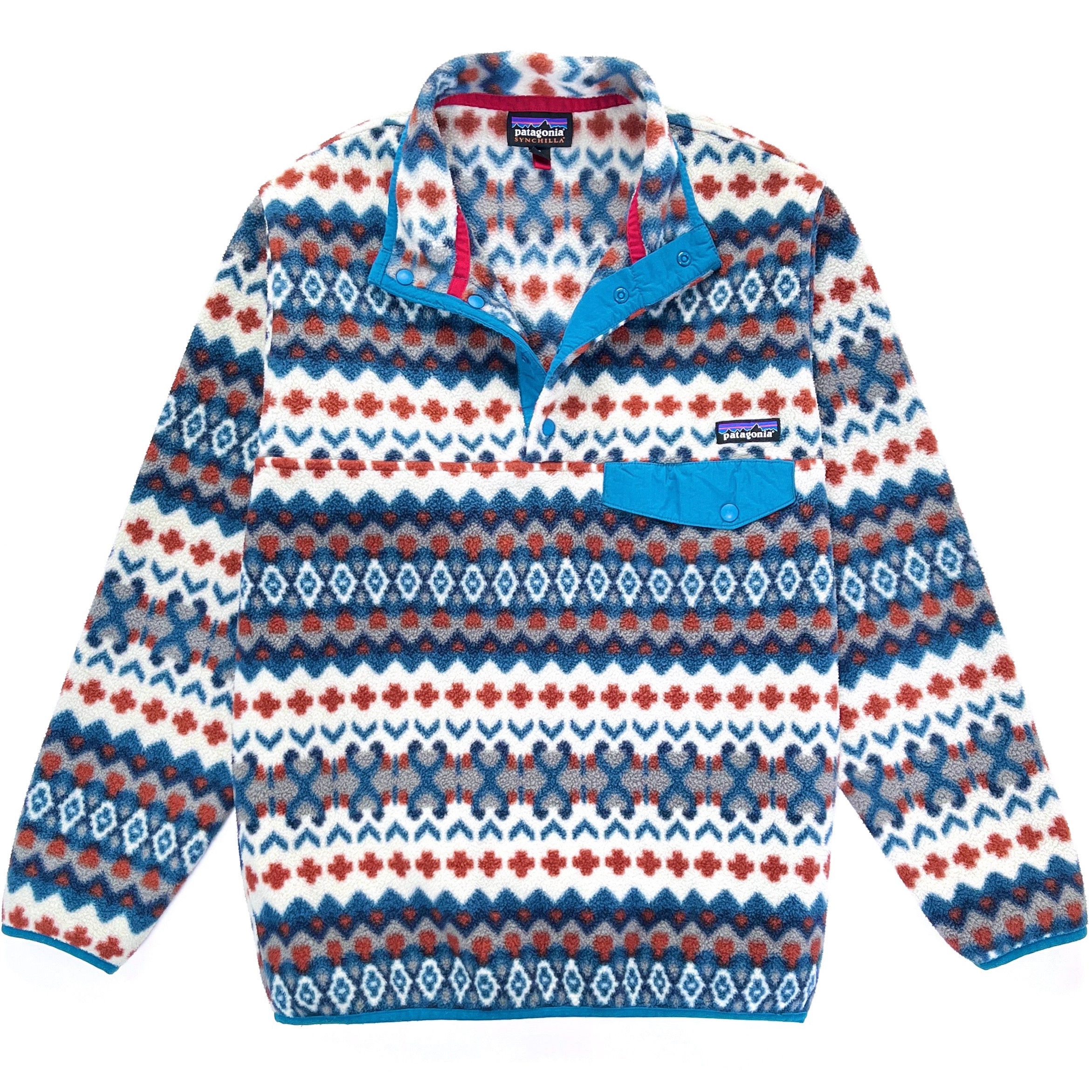 2015 Patagonia Printed Synchilla Snap-T Pullover, Cliff: Underwater Blue (S)